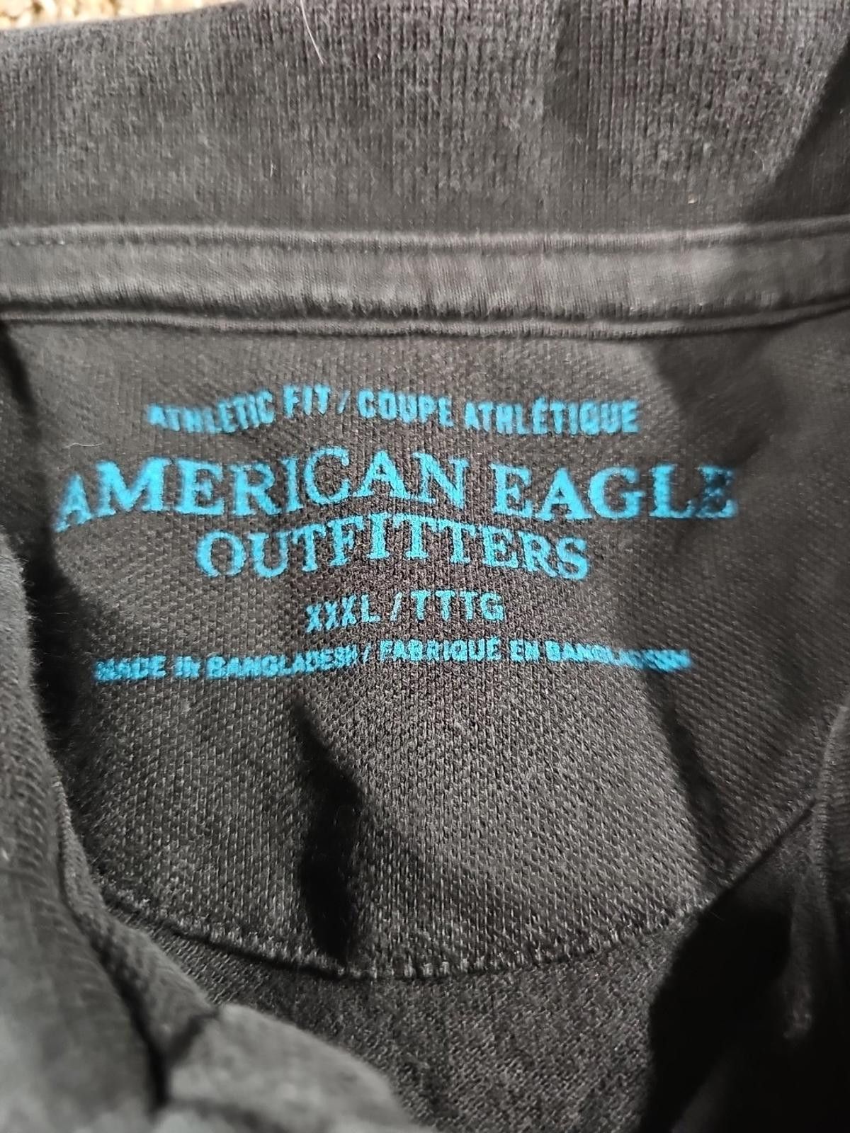 American Eagle Outfitters American Eagle 3XL Black w/ Blue Trim Polo Shirt Size US XXL / EU 58 / 5 - 3 Thumbnail
