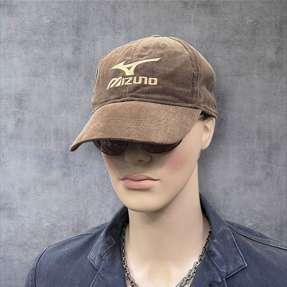 Mizuno 🔥Vtg Mizuno Brown Corduroy Cap Big Spellout Logo Strapback Size ONE SIZE - 3 Thumbnail