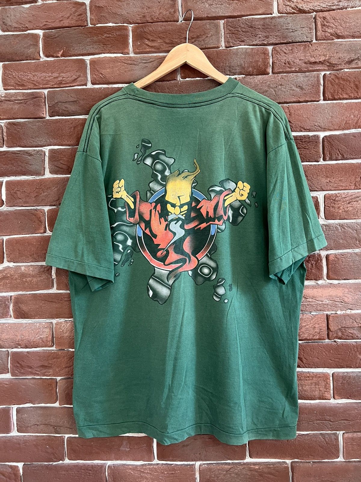 image of Band Tees x Thunderdome Vintage 1995 Thunderdome Wizard Gabber Band Tshirt 90's in Green (Size XL)