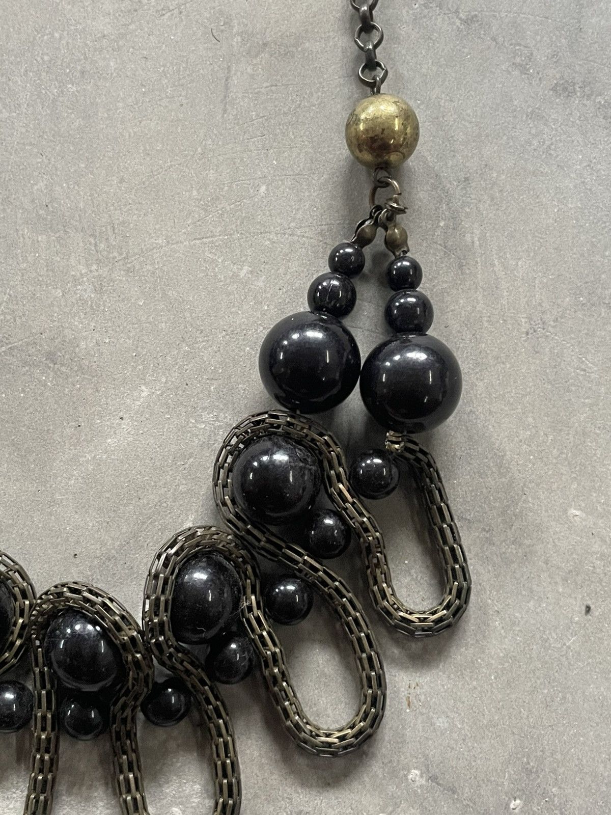 If Six Was Nine Vintage Antique Bronze Black Beaded Necklace Etnik Size ONE SIZE - 5 Thumbnail