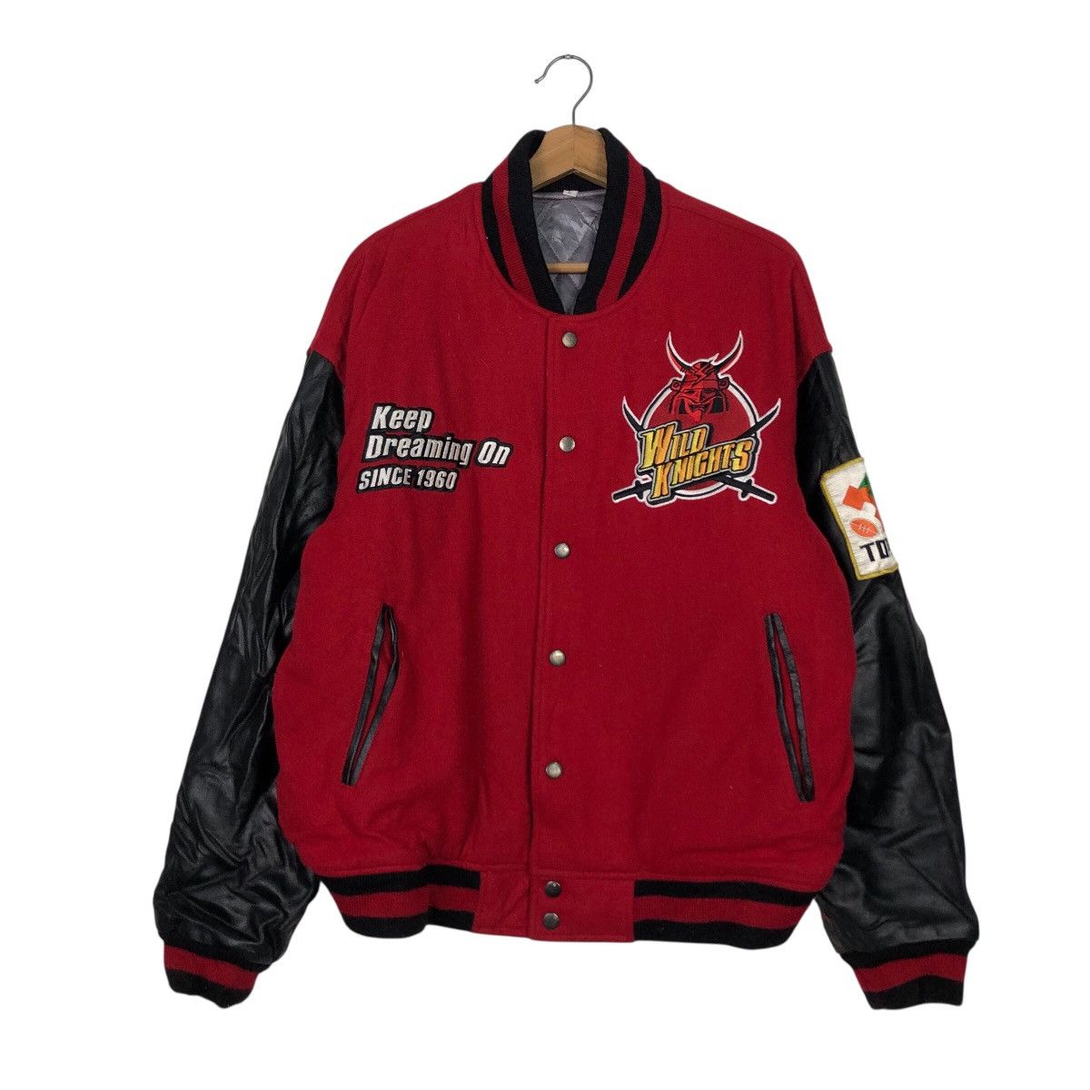 Japanese Brand 📌Vintage Varsity Leather Jacket Wild Knight Embroidery Size US L / EU 52-54 / 3 - 2 Thumbnail