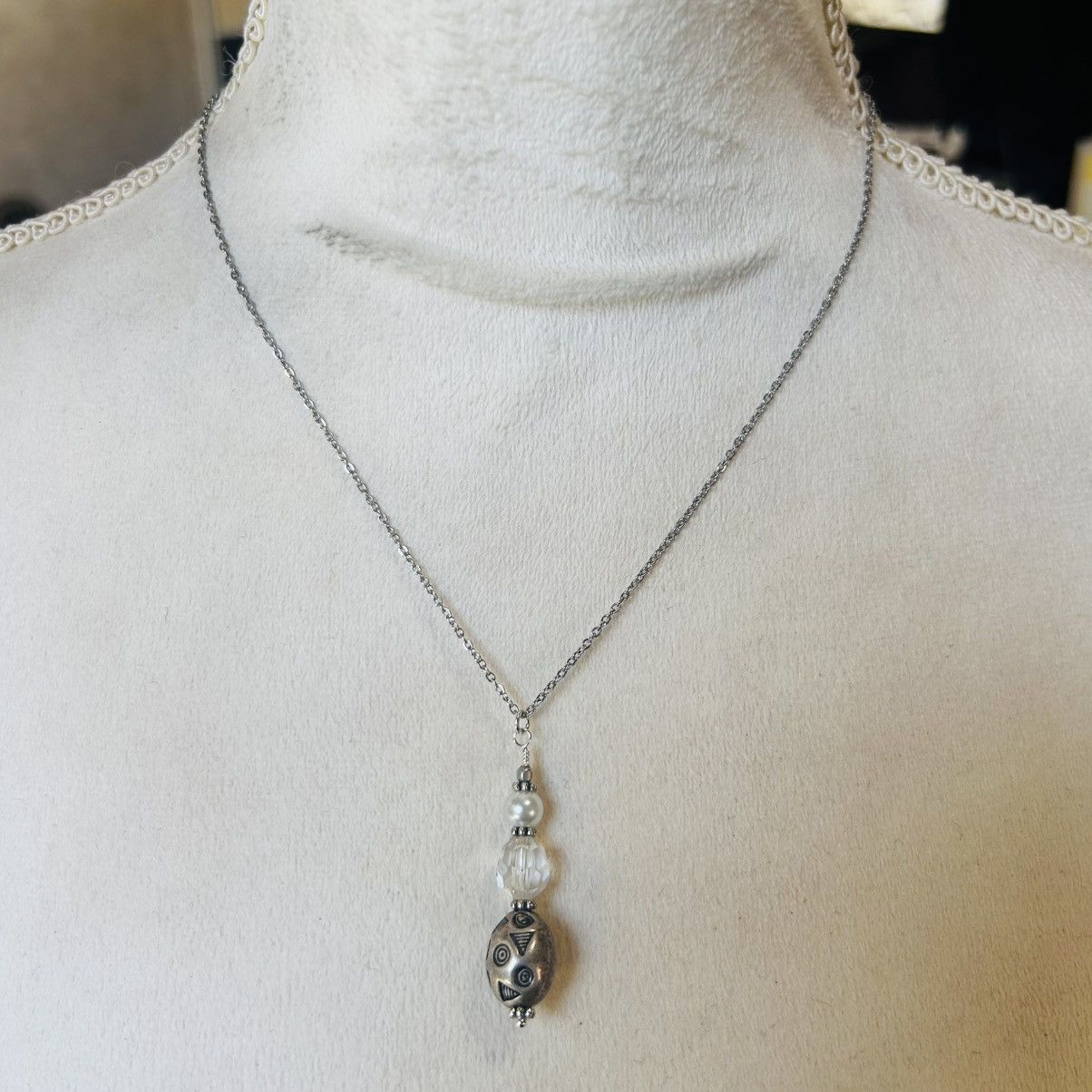 Handmade Handcrafted elegant pearl faceted crystal necklace set Size ONE SIZE - 5 Thumbnail