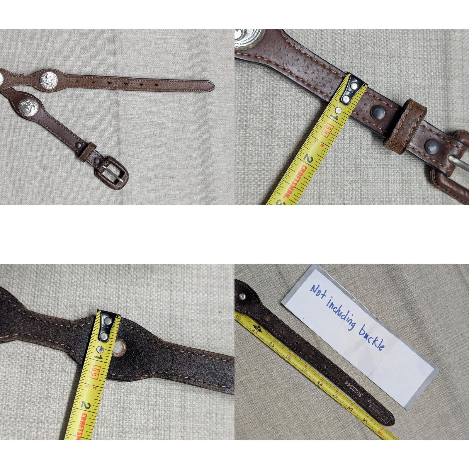 Vintage VINTAGE CONCHO buckle belt WESTERN handcrafted 26 brown COWHIDE leather COWBOY belt Women Size ONE SIZE - 8 Thumbnail
