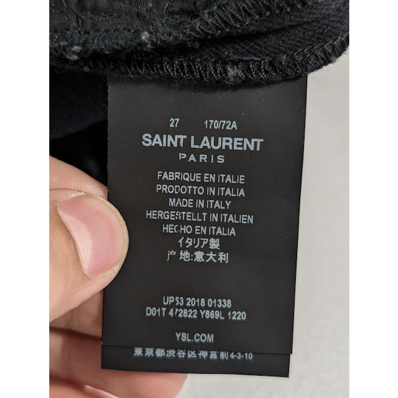 Saint Laurent Paris o1rshd1 SK 5P Low Wash Jeans in Worn Black Size US 27 - 18 Thumbnail
