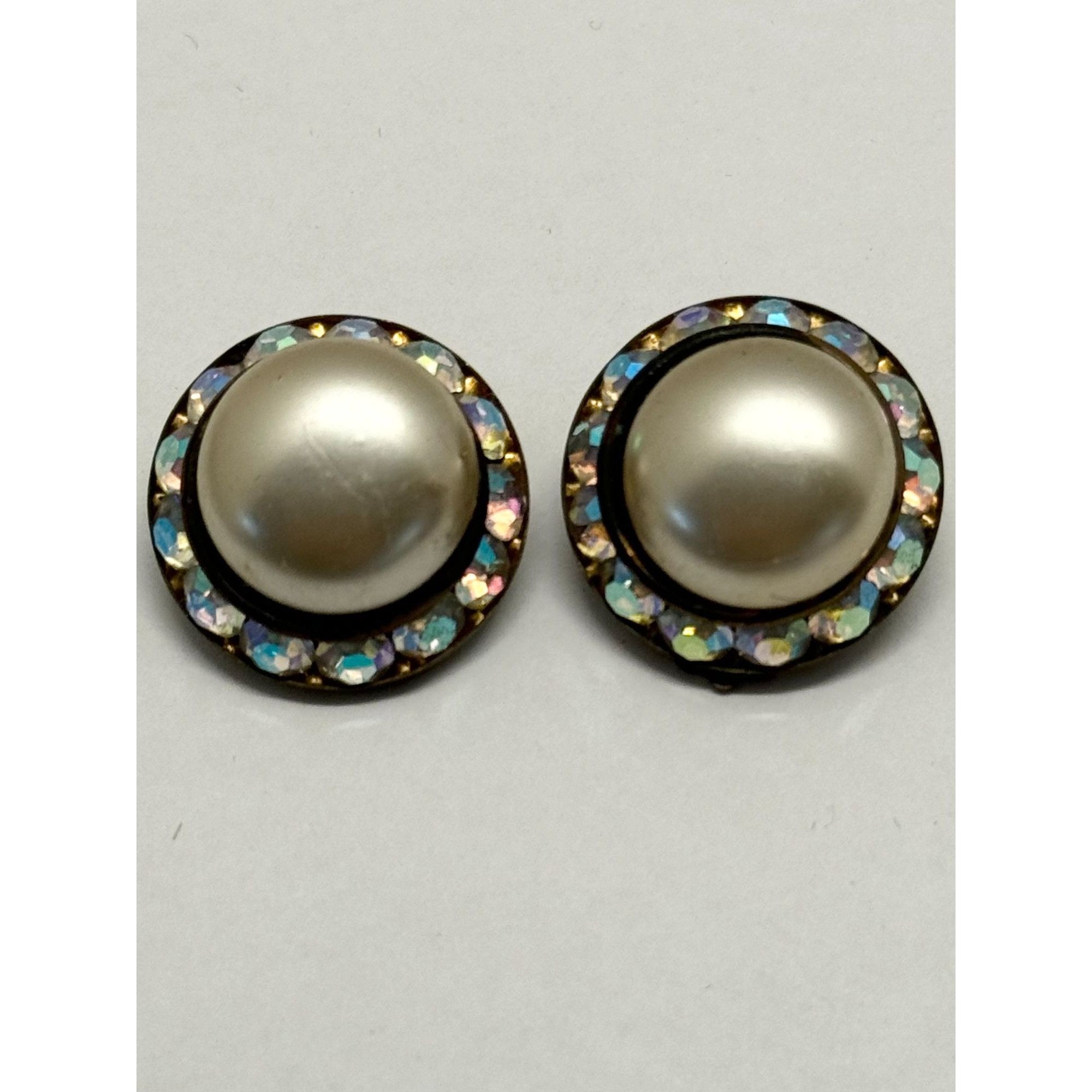 Vintage Vintage AB rhinestone pearl earrings Size ONE SIZE - 1 Thumbnail