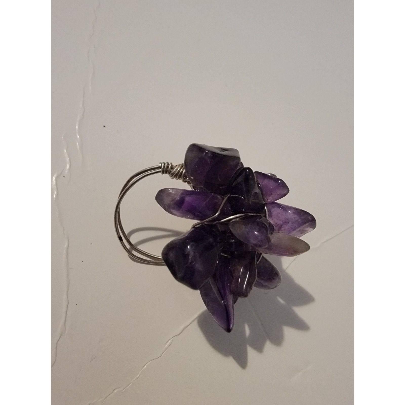 Other Vintage Amethyst Crystal Ring Cluster Chevron Purple Natura Size ONE SIZE - 3 Thumbnail