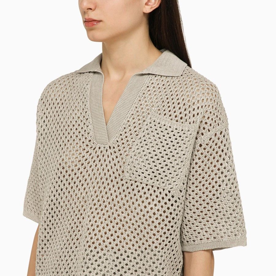 Brunello Cucinelli o1d2blof0824 Cotton Polo Shirt in Beige Size XS / US 0-2 / IT 36-38 - 4 Thumbnail