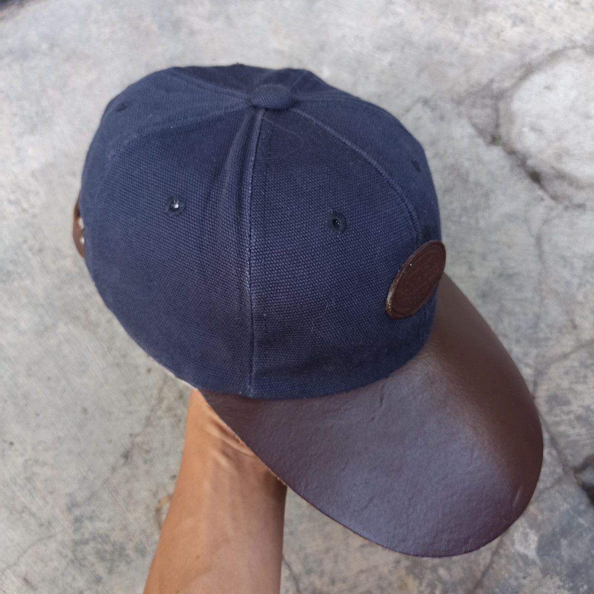 Leather × Vintage Fox fire hat with bold leather visor Size ONE SIZE - 11 Thumbnail