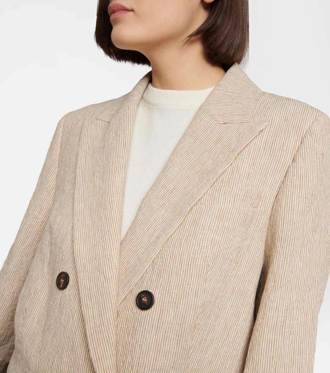 Brunello Cucinelli o1y0725 Blazer in Beige Size M / US 6-8 / IT 42-44 - 2 Thumbnail