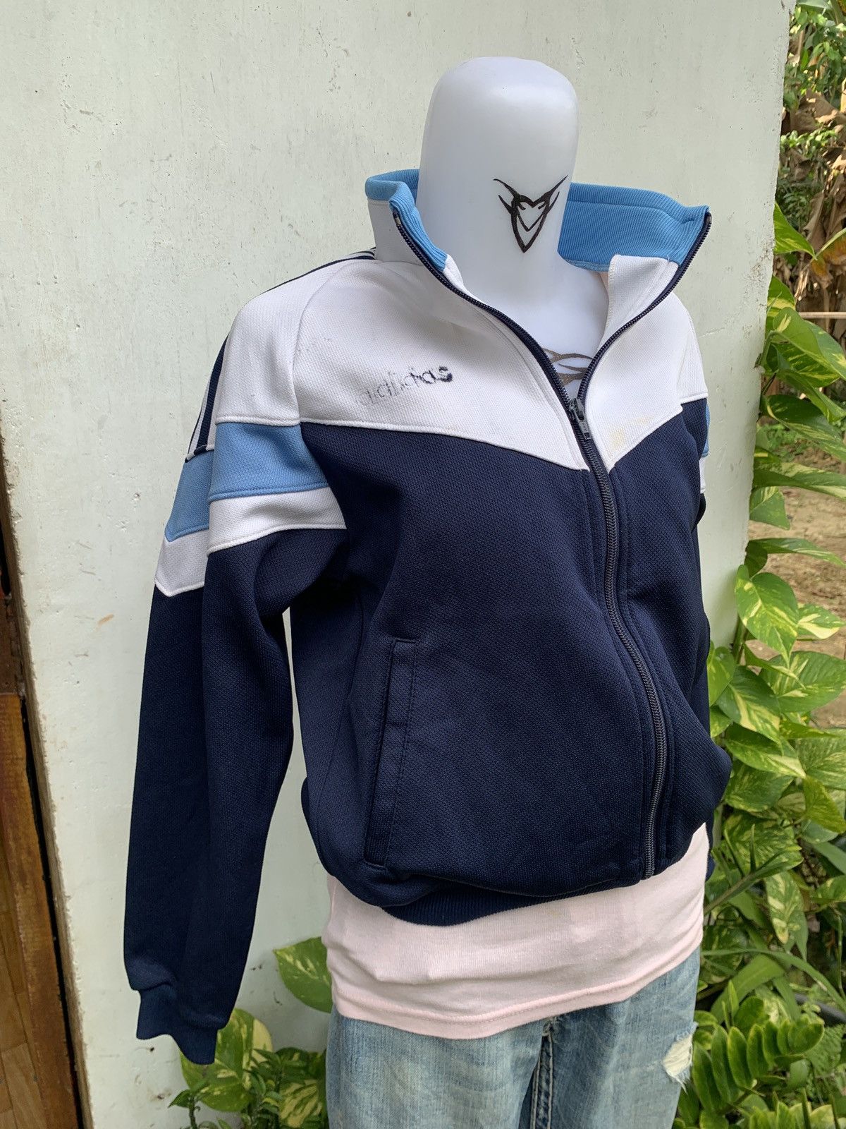Adidas × Descente × Vintage 1990s Adidas Descente Trashed 3 Stripes Track Jacket Size S / US 4 / IT 40 - 2 Thumbnail