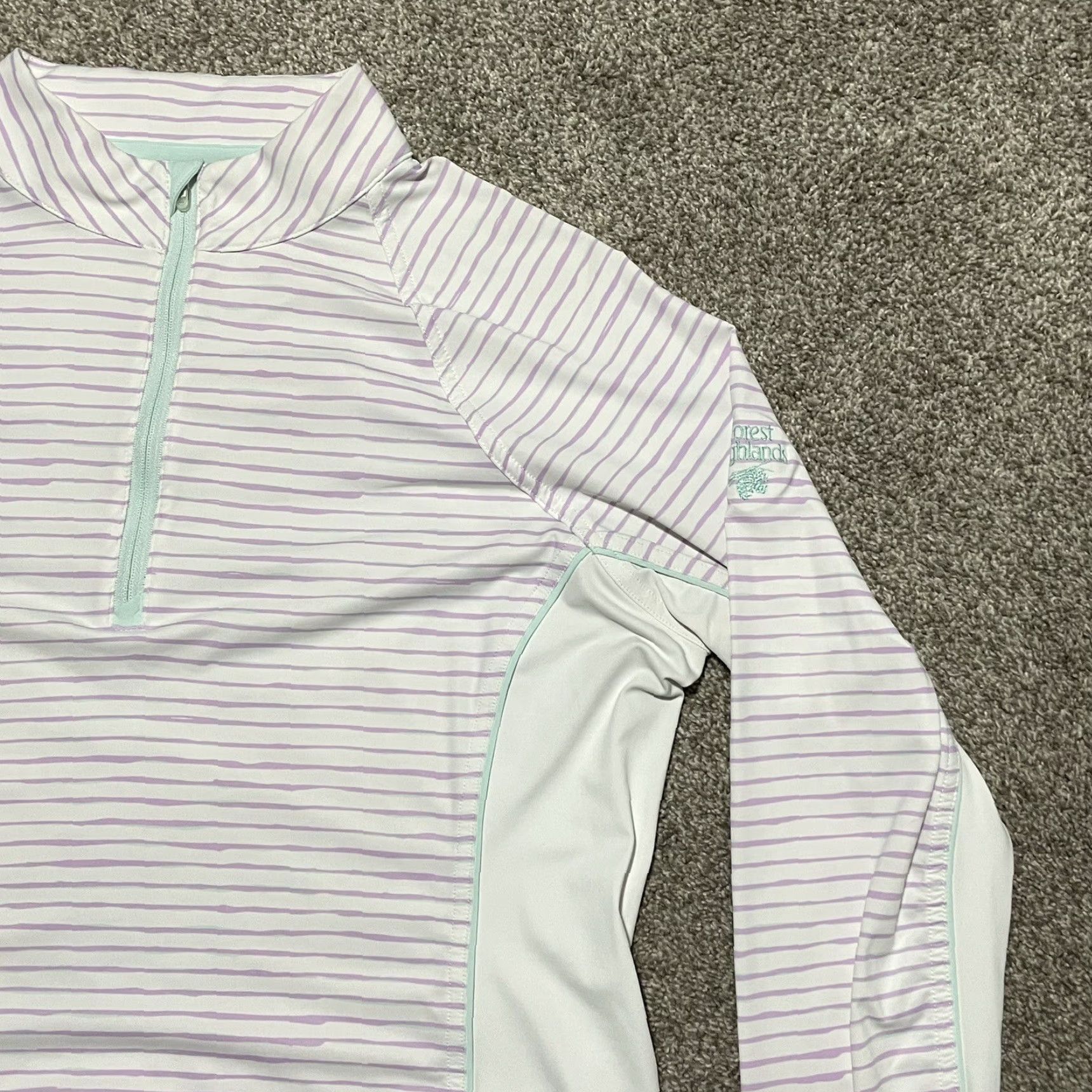 Peter Millar PETER MILLAR UPF 50+ Purple Striped Pullover Womens Plus Size M Activewear Size M / US 6-8 / IT 42-44 - 2 Thumbnail