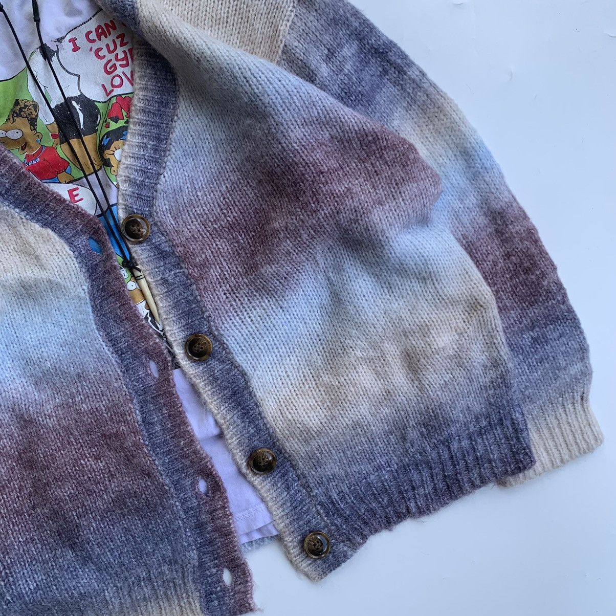 Designer Knitwear cardigan vintage fuzzy mohair wool by Sureve Size US XL / EU 56 / 4 - 2 Thumbnail