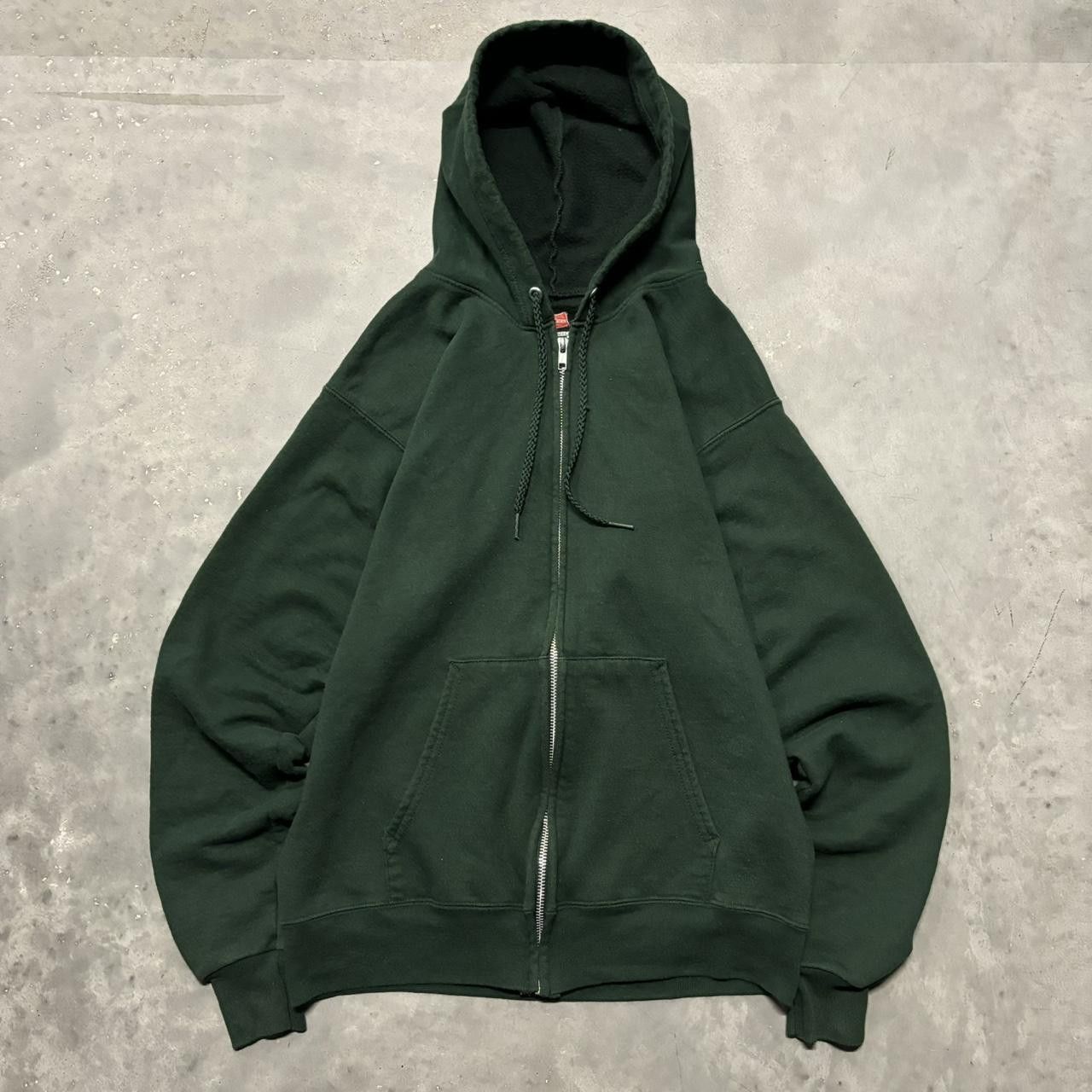 Russell Athletic × Vintage Crazy Vintage Y2K/2000s Forest Green Blank Russell Style Essential Zip Up Hoodie! Size S / US 4 / IT 40 - 1 Thumbnail