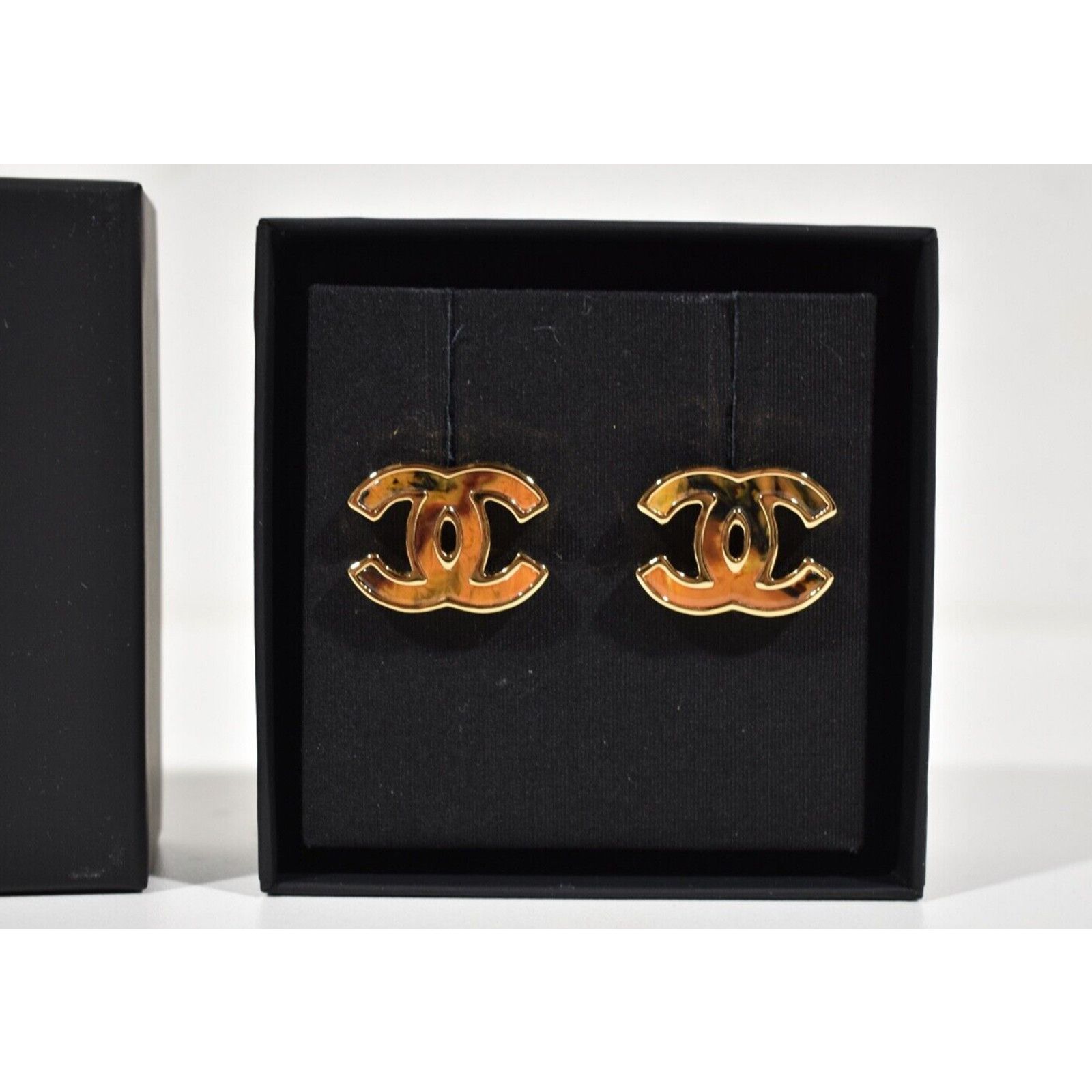 Chanel Chanel Gold Orange Red Interlocking Statement Stud Earrings Size ONE SIZE - 5 Thumbnail