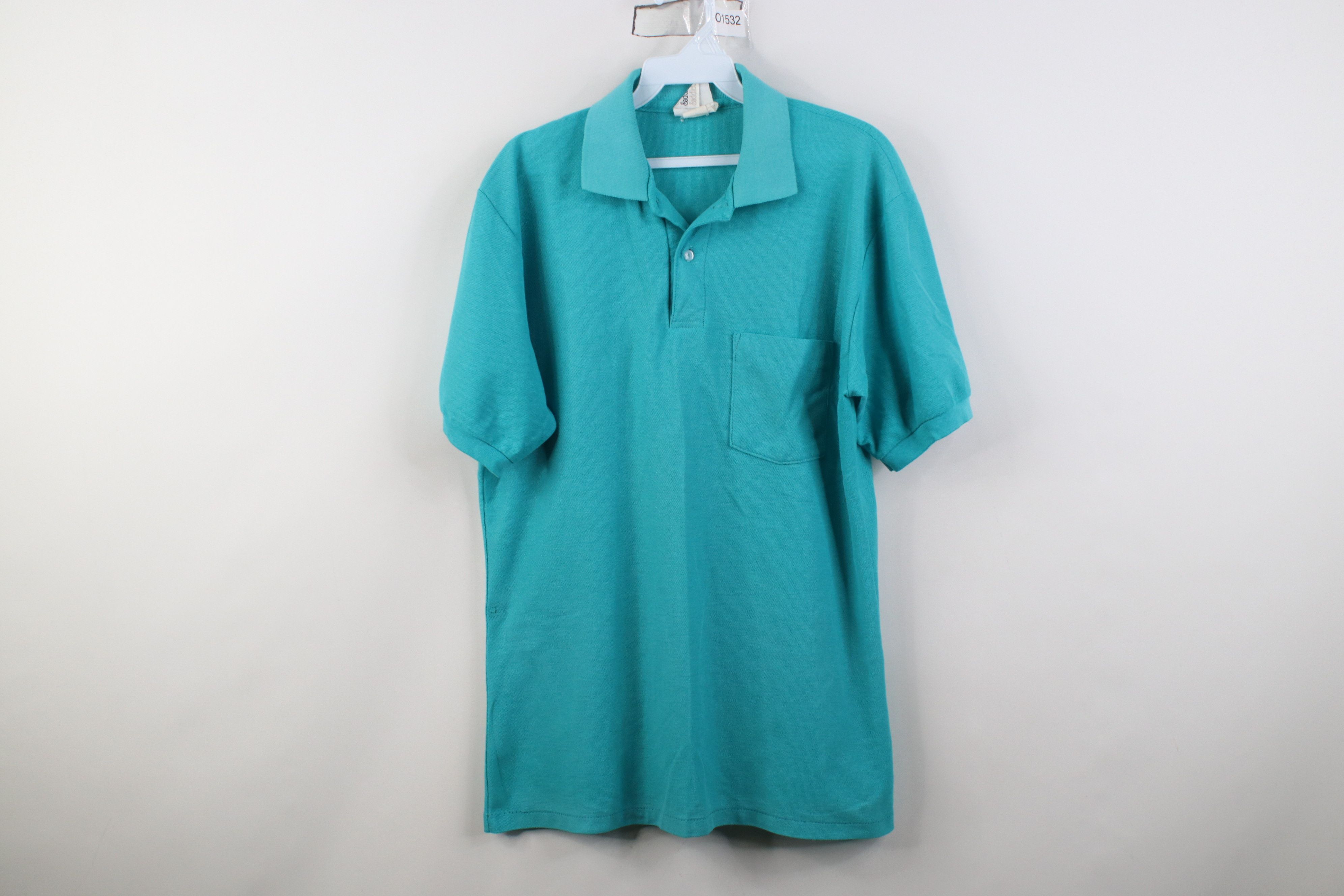 Vintage Vintage 70s 80s Streetwear Blank Knit Golf Polo Shirt Teal Size US L / EU 52-54 / 3 - 1 Thumbnail