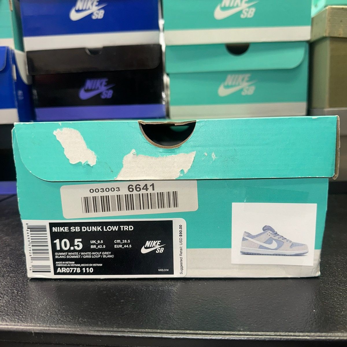 Nike Size 10.5 - Nike SB Dunk Low Wolf Grey Summit - AR0778-110 Size US 10.5 / EU 43-44 - 7 Thumbnail