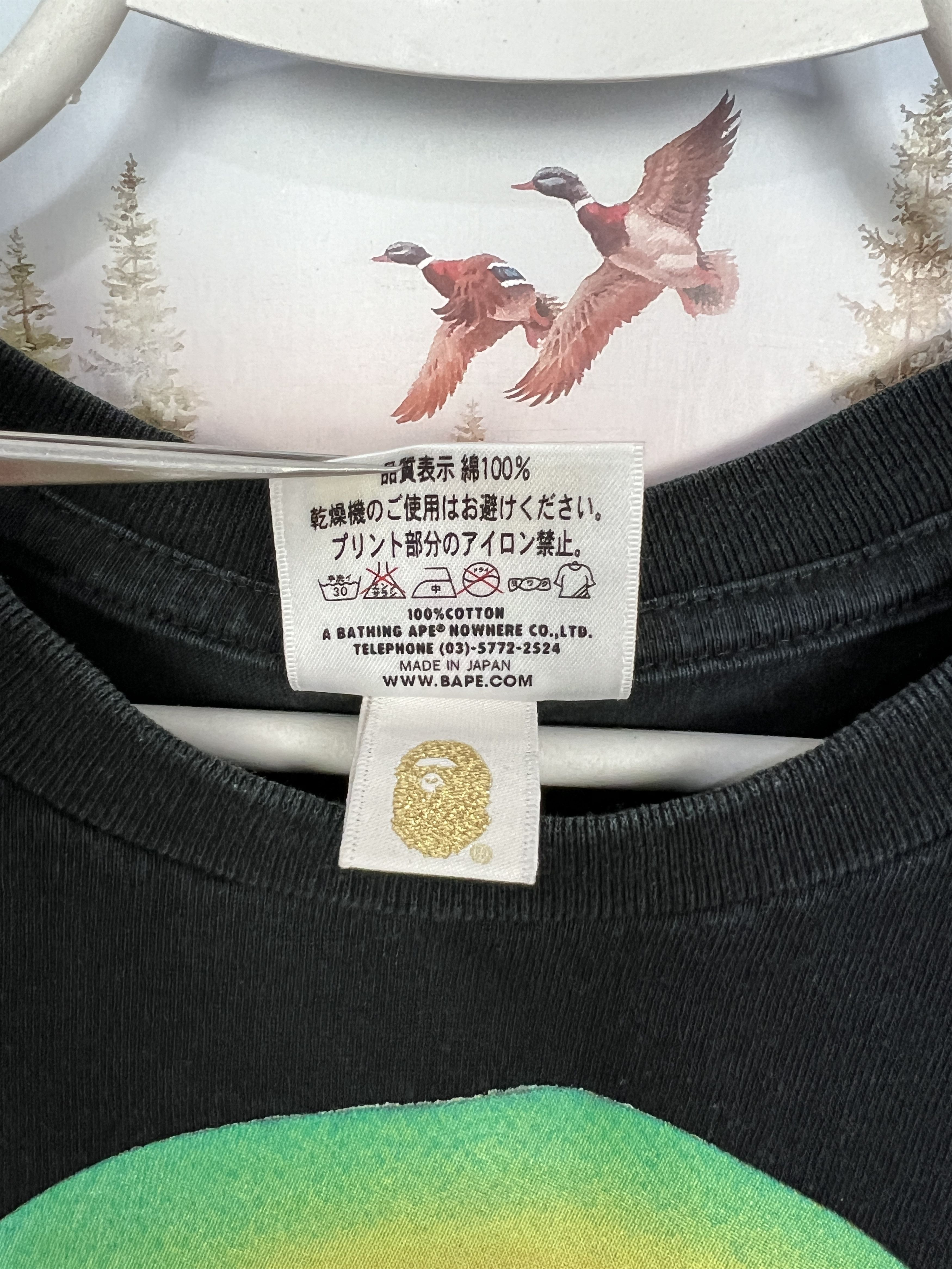 Vintage Bape Rainbow By Bathing Ape Tee Over Print Black Shirt Size US XS / EU 42 / 0 - 9 Thumbnail