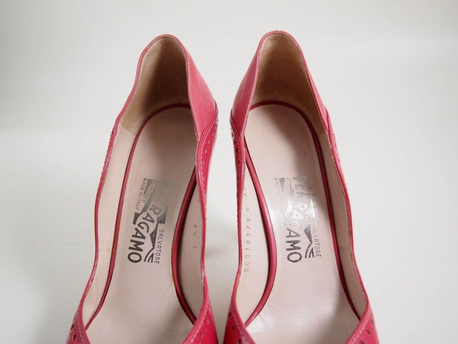 Salvatore Ferragamo Ferragamo Plateau Heels Peep Toe Red Leather EU 38 C US 7.5 Size US 7.5 / IT 37.5 - 4 Thumbnail