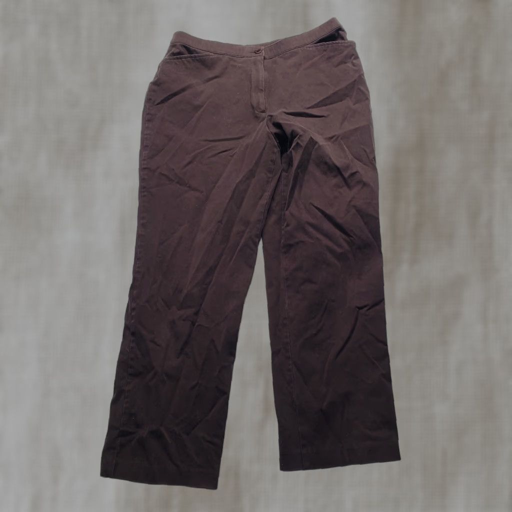 Vintage Kim Rogers Pants Brown Adult Women 12P Petite Elastic Waist Straight Leg Casual Pants Women 12P Brown Size 34" / US 12 / IT 48 - 1 Thumbnail