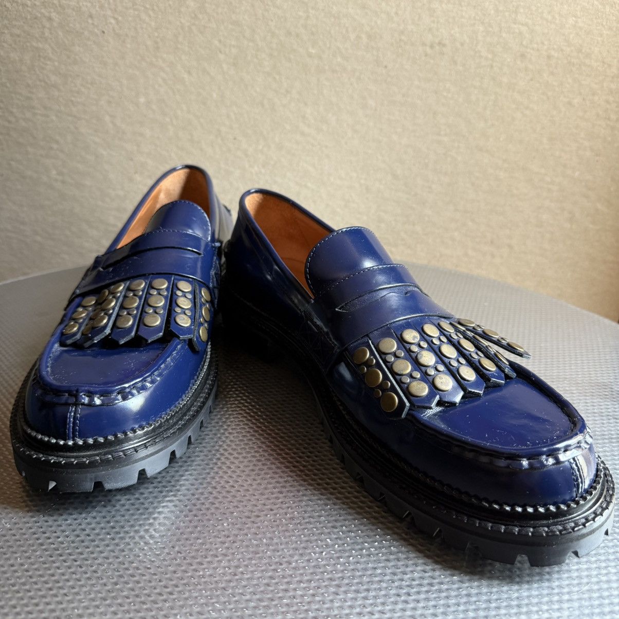 Etro Etro navy blue studded tassel loafers Size US 12 / EU 45 - 3 Thumbnail