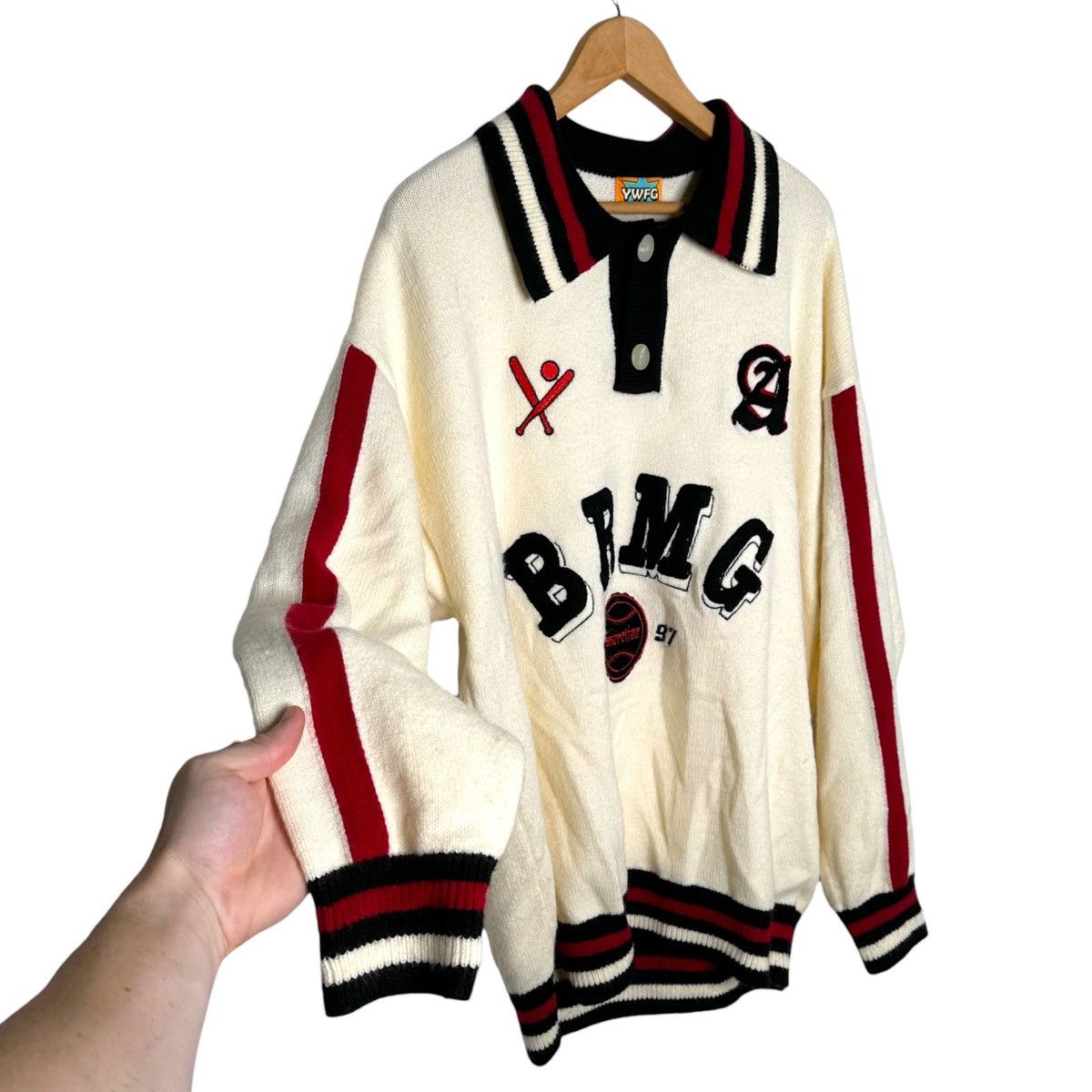 Vintage Vintage YWFG Collared Pullover Sweater Size US XL / EU 56 / 4 - 4 Thumbnail