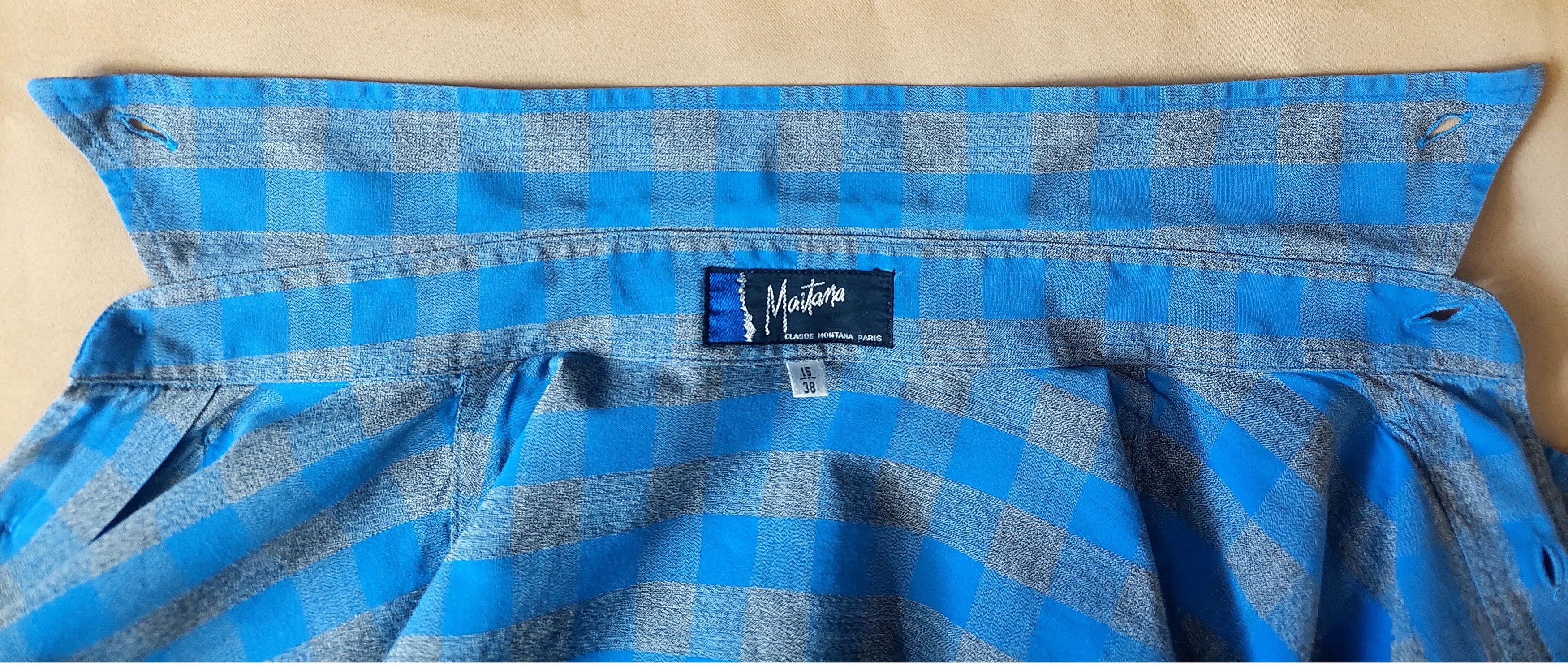Claude Montana Claude Montana Paris Blue Check Shirt Vintage 80s Size US S / EU 44-46 / 1 - 18 Thumbnail