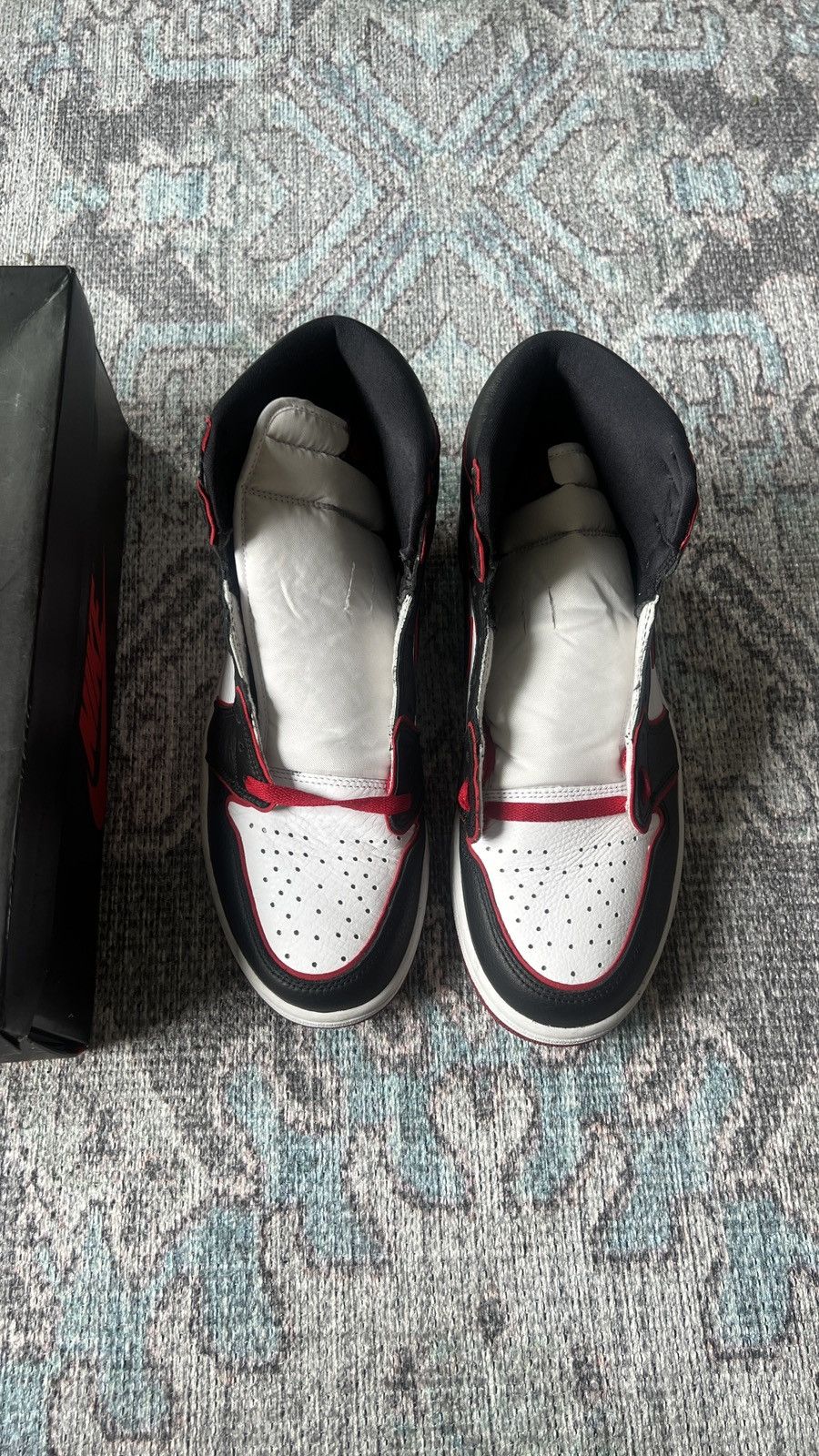image of Jordan Brand 1 Bloodline Shoes in Black, Men's (Size 11)