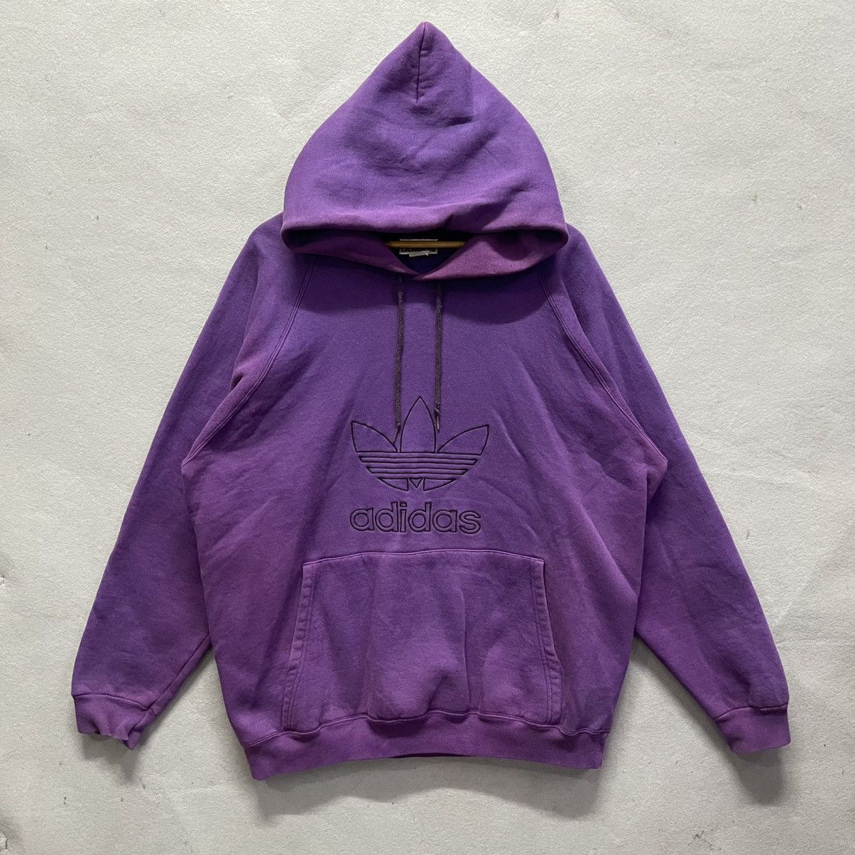 Adidas Vintage Adidas Trefoil Hoodie — Purple — Made in USA — Large Size US L / EU 52-54 / 3 - 1 Thumbnail