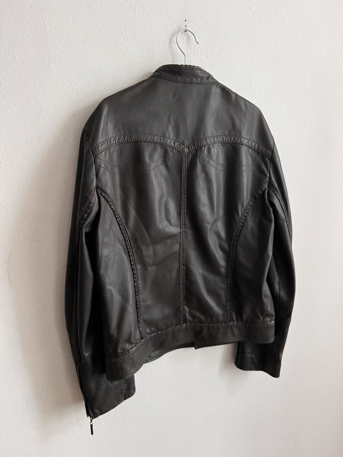 Just Cavalli 2000s Cavalli knit pattern leather biker jacket Size US L / EU 52-54 / 3 - 10 Thumbnail