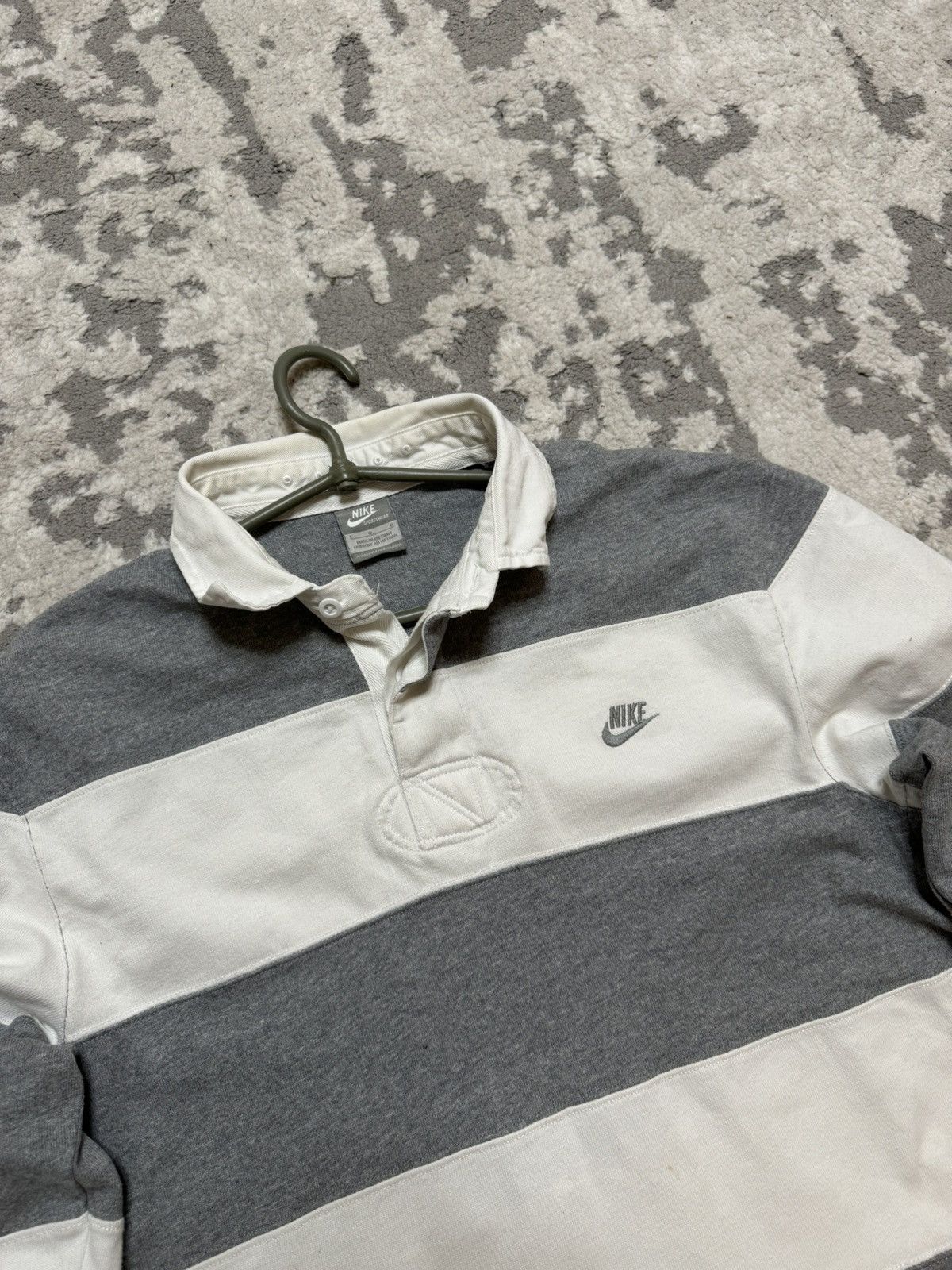 Nike × Vintage Vintage Nike Striped Rugby Shirt Jersey Logo y2k Longsleeve Size US L / EU 52-54 / 3 - 6 Thumbnail