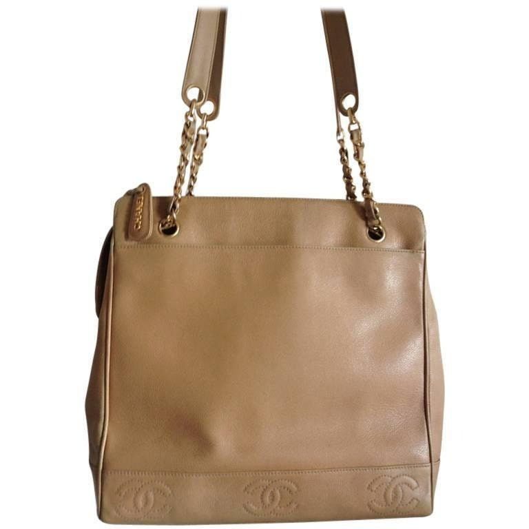 Chanel Vintage CHANEL brown beige caviar leather chain shoulder bag Size ONE SIZE - 1 Thumbnail