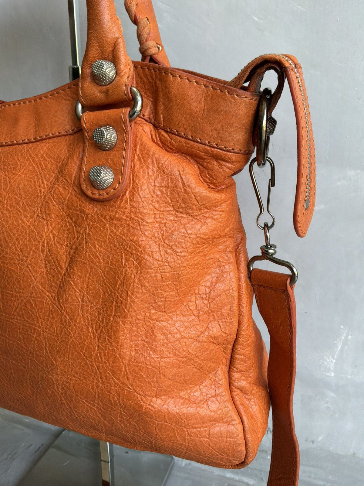 Balenciaga - Motorcyle Town - Orange Lambskin Crossbody Bag