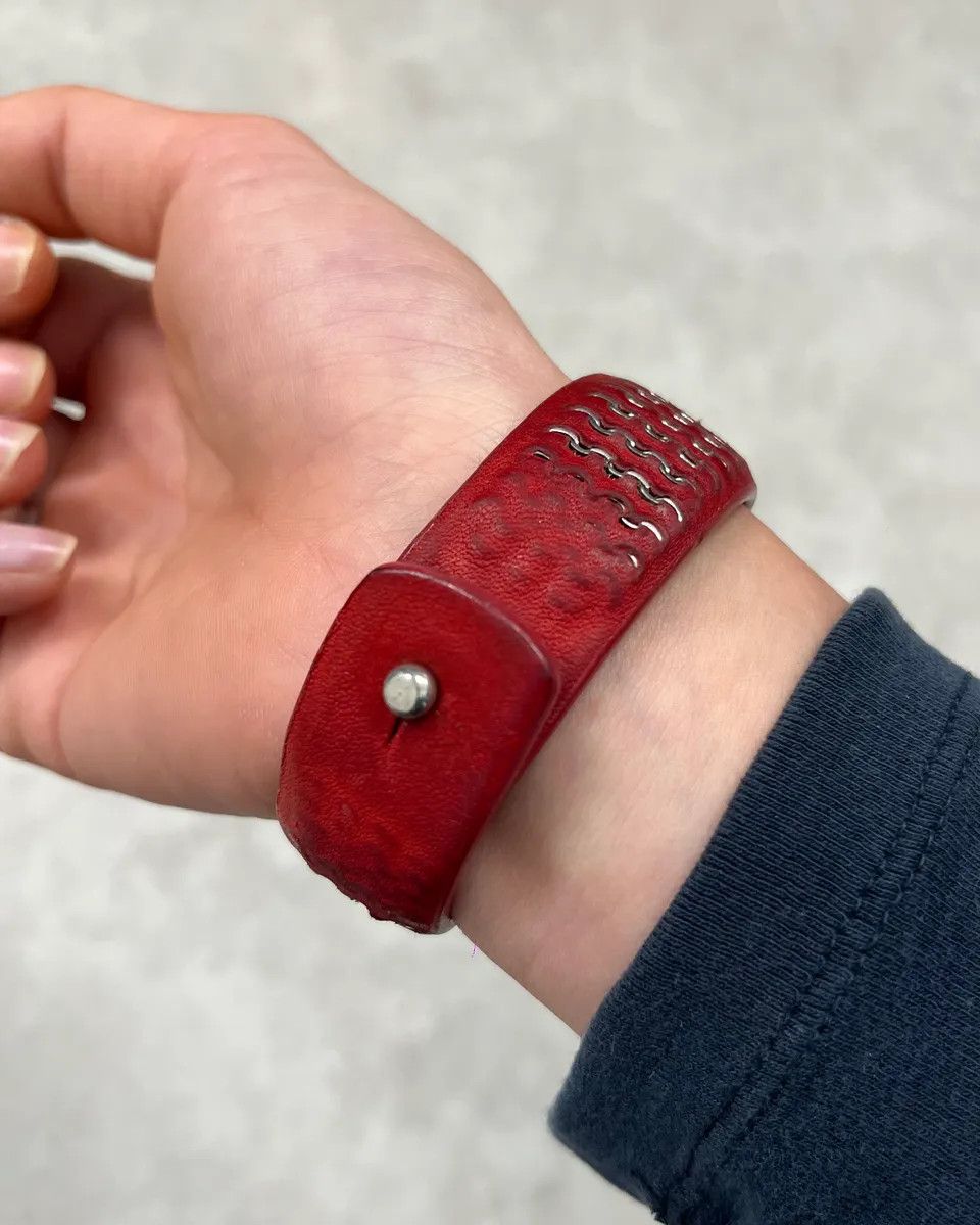 Marithe + Francois Girbaud Marithé + François Girbaud Red Studded Leather Bracelet Size ONE SIZE - 3 Thumbnail