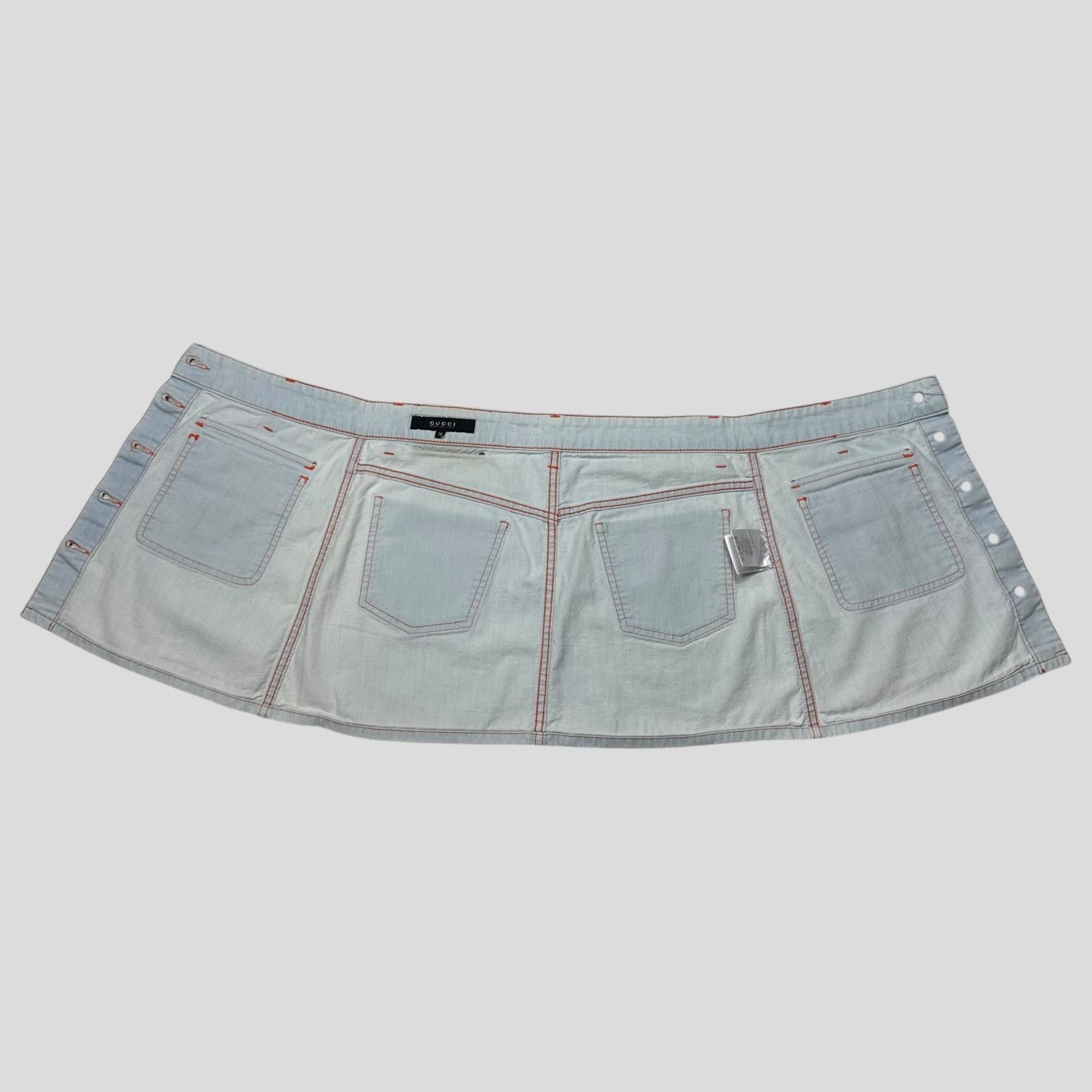 Gucci Gucci 2009 Denim Contrast Stitch Cargo Wraparound Miniskirt Size 27" / US 4 / IT 40 - 6 Thumbnail