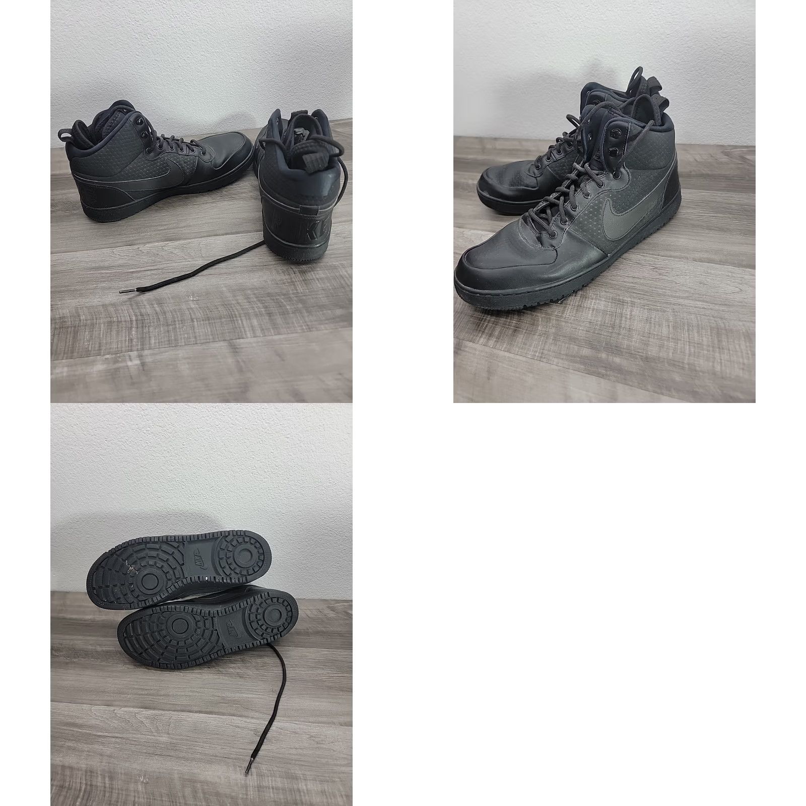 Nike Nike Court Borough Mid Winter Triple Black AA0547-002 Size 12.5 Mens Black Leather Basketball Shoes Size US 13 / EU 46 - 8 Thumbnail