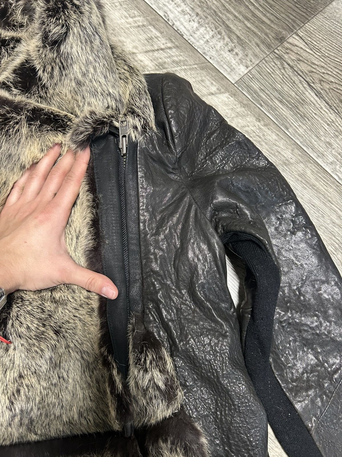 Designer × Helmut Lang × Vintage Helmut Lang for Intermix Rabbit Fur and Lamb Leather Jacket Size M / US 6-8 / IT 42-44 - 3 Thumbnail