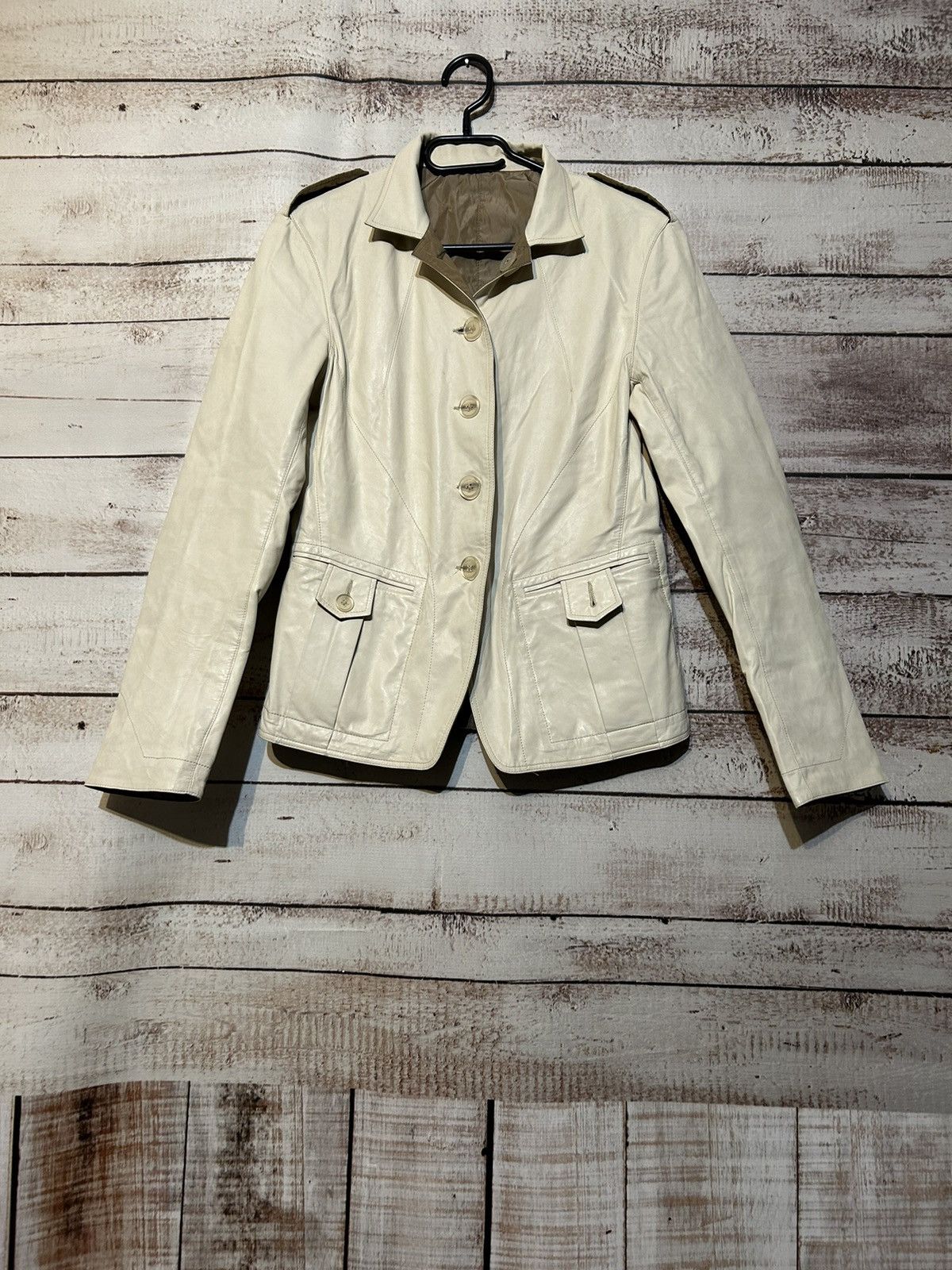 image of Jil Sander Leather Jacket in White, Women's (Size XS)