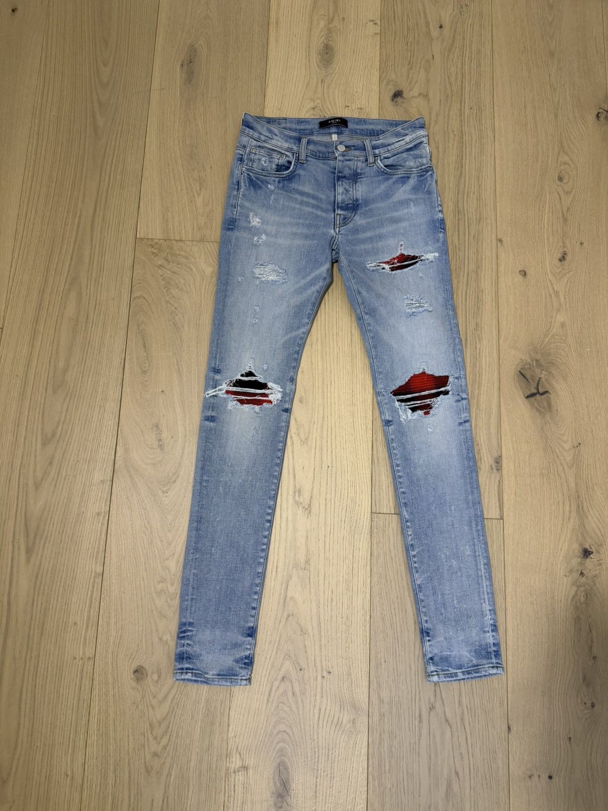 Amiri Red & Blue Patch Jeans
