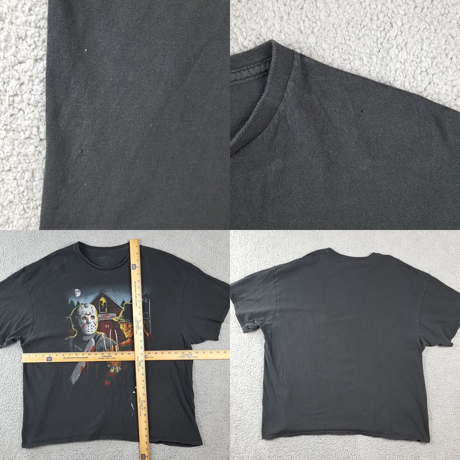 Vintage VINTAGE A Nightmare On Elm Street Distressed Freddy Jason Horror T Shirt Men 3XL Black Cotton Embroidered Logo 90s 00s Movie Mens Size US XXL / EU 58 / 5 - 8 Thumbnail