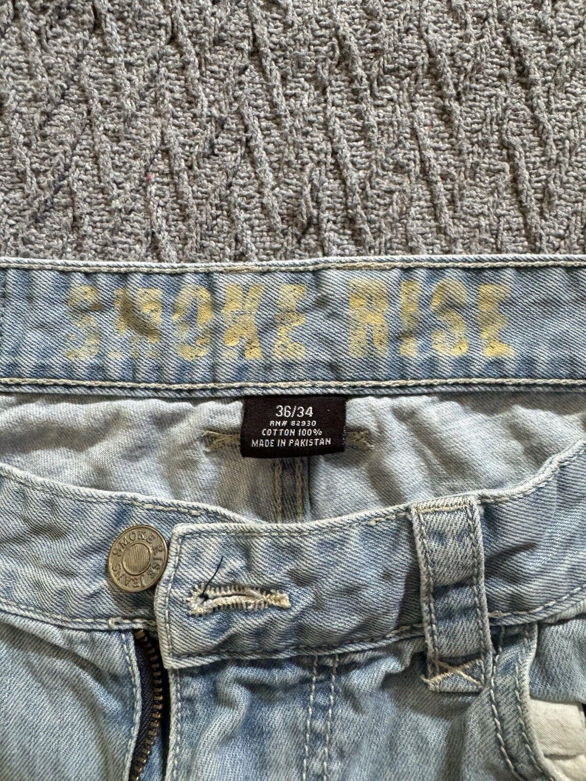 Designer Smoke Rise Jeans Mens 36 (Fits 36x34) Biker Pants Stretch Size US 36 / EU 52 - 3 Thumbnail