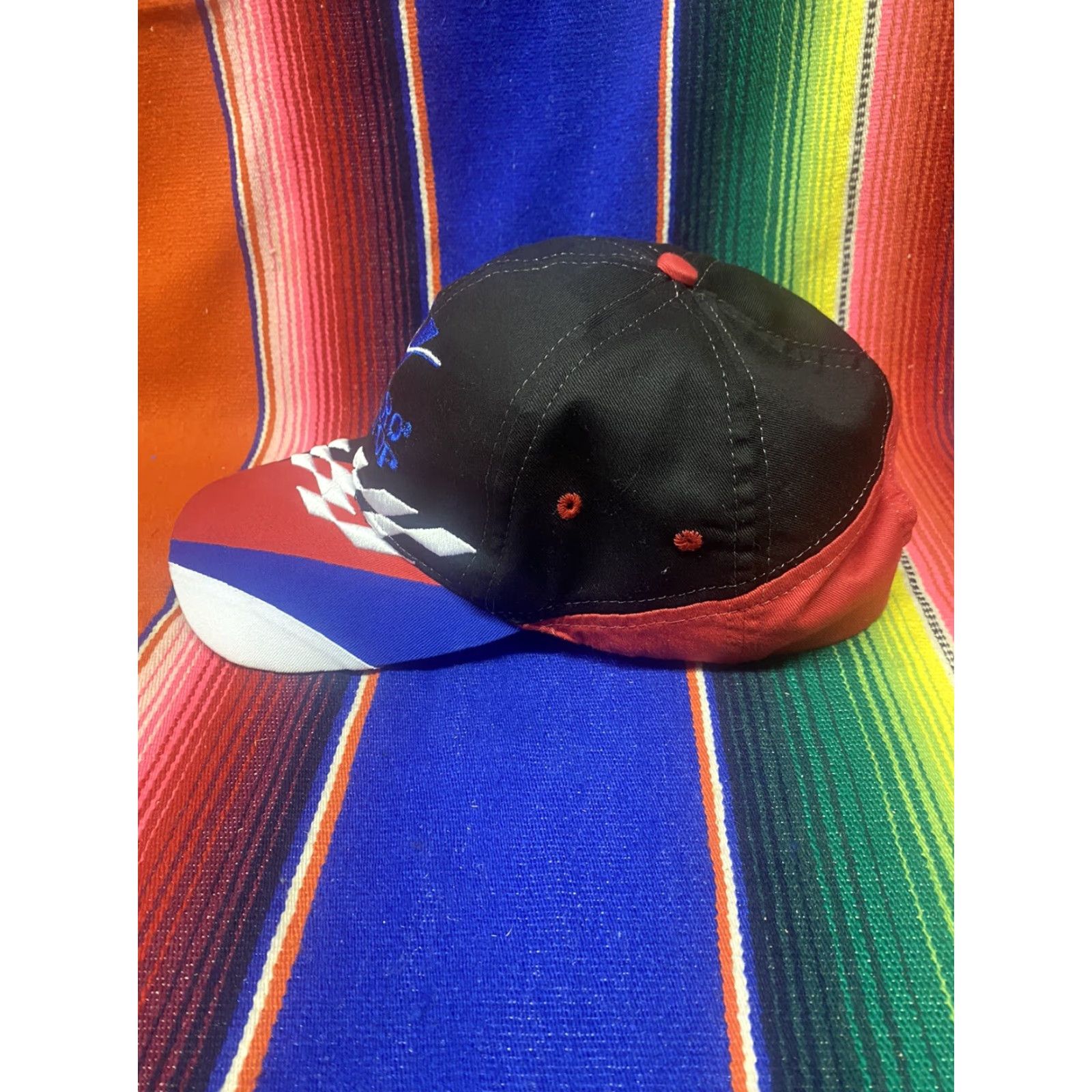 Vintage Valero Pit Stop Adjustable Hat Cap Racing Black W/ Red, White & Blue Embroidered Mens One Size Black Baseball Cap Adjustable Cap Embroidered Branded Size ONE SIZE - 3 Thumbnail