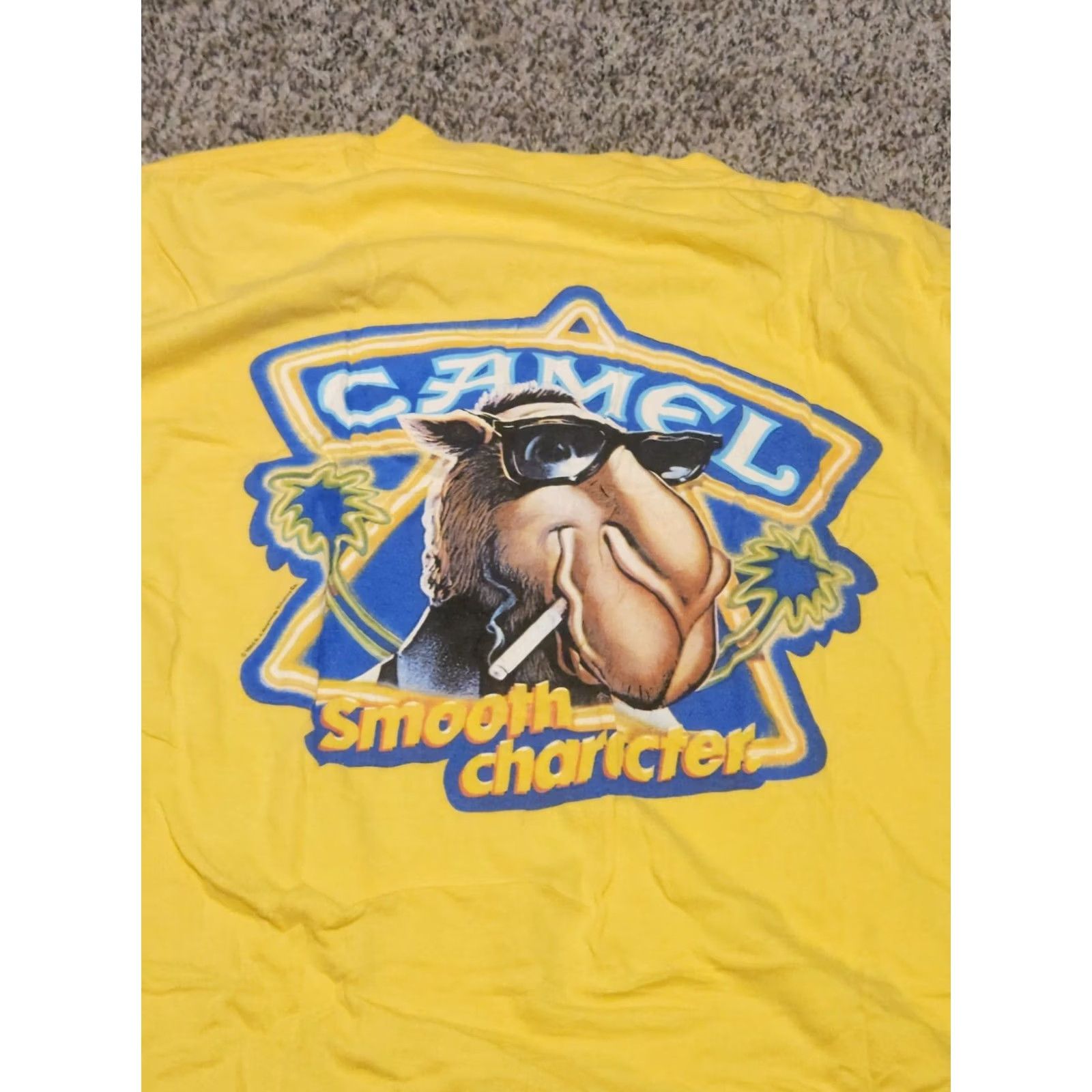 Camel VINTAGE Camel Joe Camel T Shirt XL Mens 80s 1989 Pocket Tee Yellow Short Sleeve Crew Neck Graphic Print Size US XL / EU 56 / 4 - 2 Thumbnail