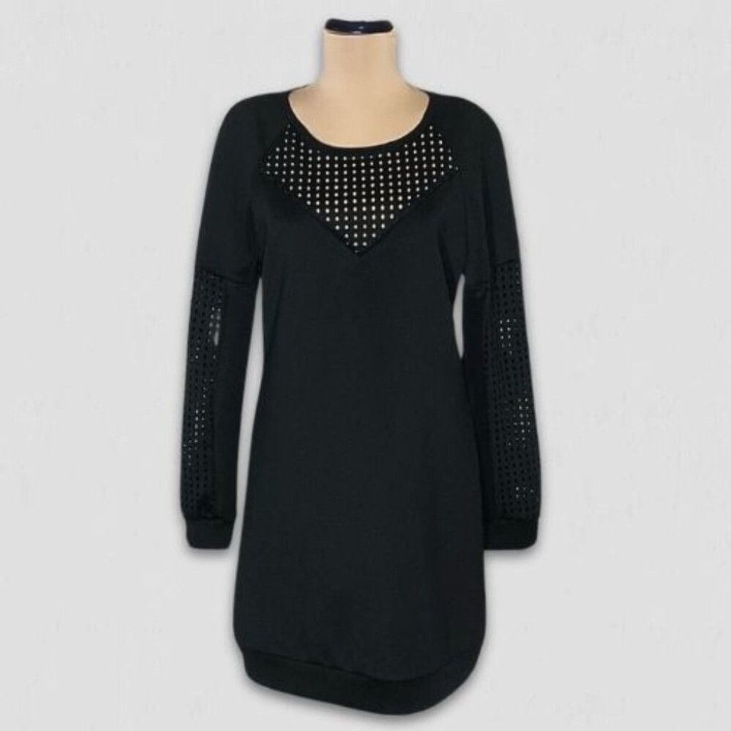 Fabletics Fabletics Sweatshirt Mini Dress black mesh Knee Length S Size S / US 4 / IT 40 - 1 Thumbnail