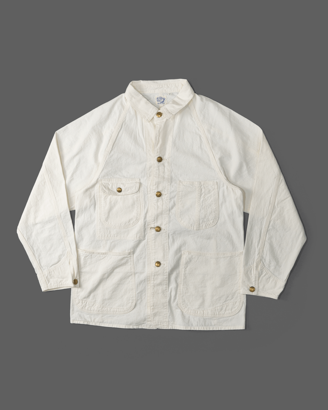 image of Orslow 1950's Coverall 4 Pocket Jacket. Denim in White/Ecru, Men's (Size Small)