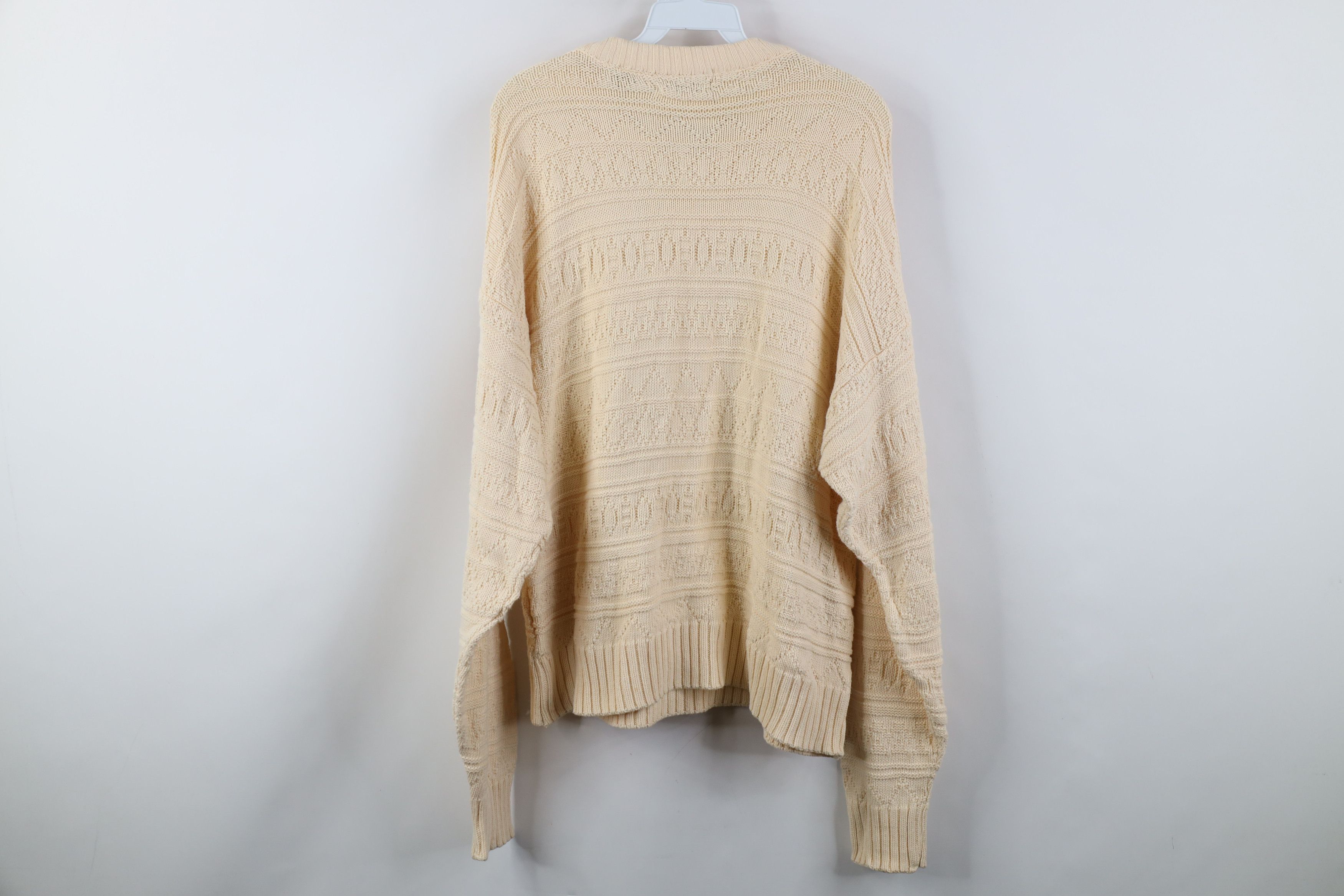 Vintage Vintage 90s Streetwear Cotton Knit Crewneck Sweater Beige Size US M / EU 48-50 / 2 - 9 Thumbnail
