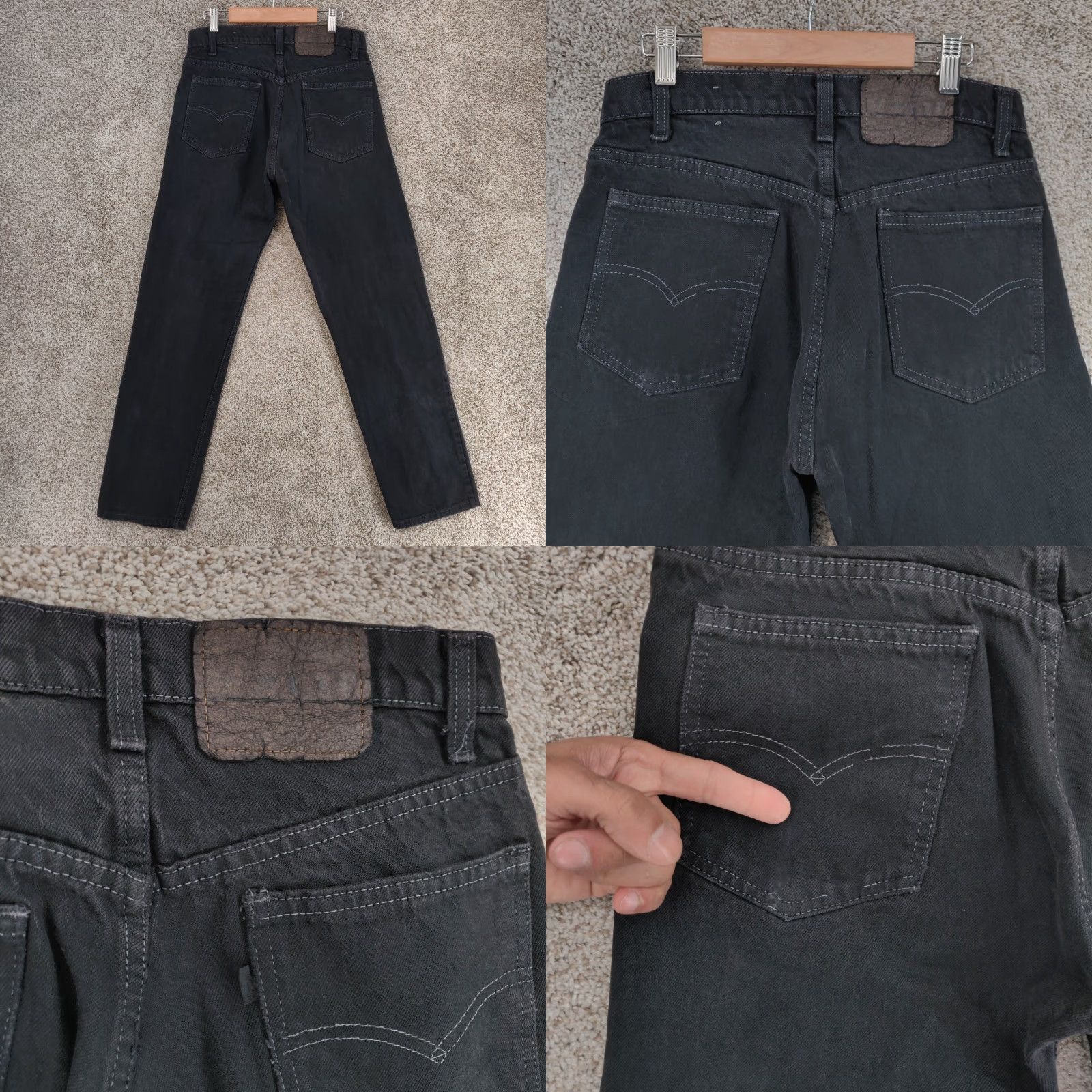 Levi's VINTAGE Levi's 501 Jeans Mens 29x29 Black Denim Button Fly USA 70s Size US 29 - 10 Thumbnail
