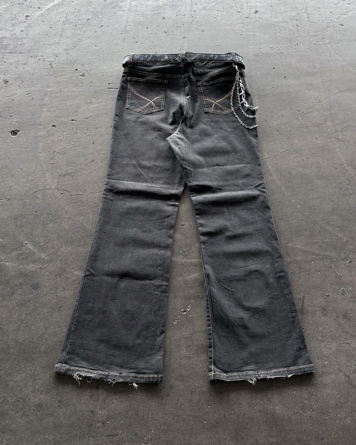14th Addiction × Japanese Brand × KMRii 2000s Facile Washed Black Flared Denim Pants Size US 32 / EU 48 - 4 Thumbnail