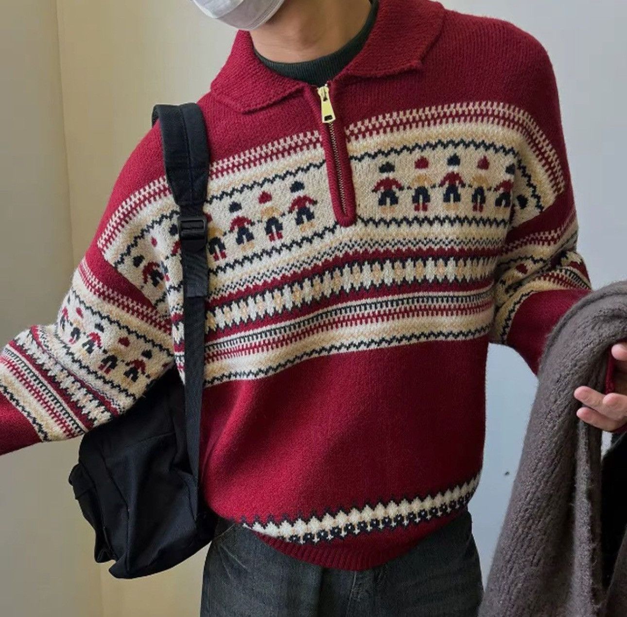Vintage Vintage Christmas Retro Zip Pullover Sweater Size US XL / EU 56 / 4 - 2 Thumbnail
