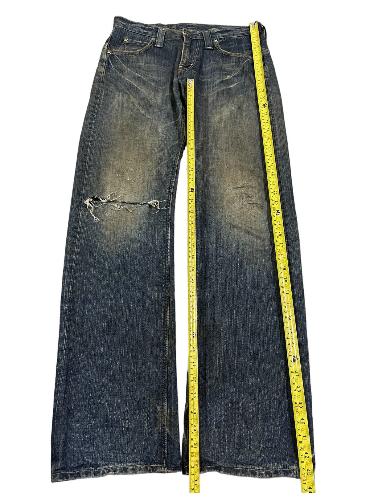 14th Addiction Vintage Lee Mud Washed Distressed Straight Fit Jeans Size US 32 / EU 48 - 13 Thumbnail