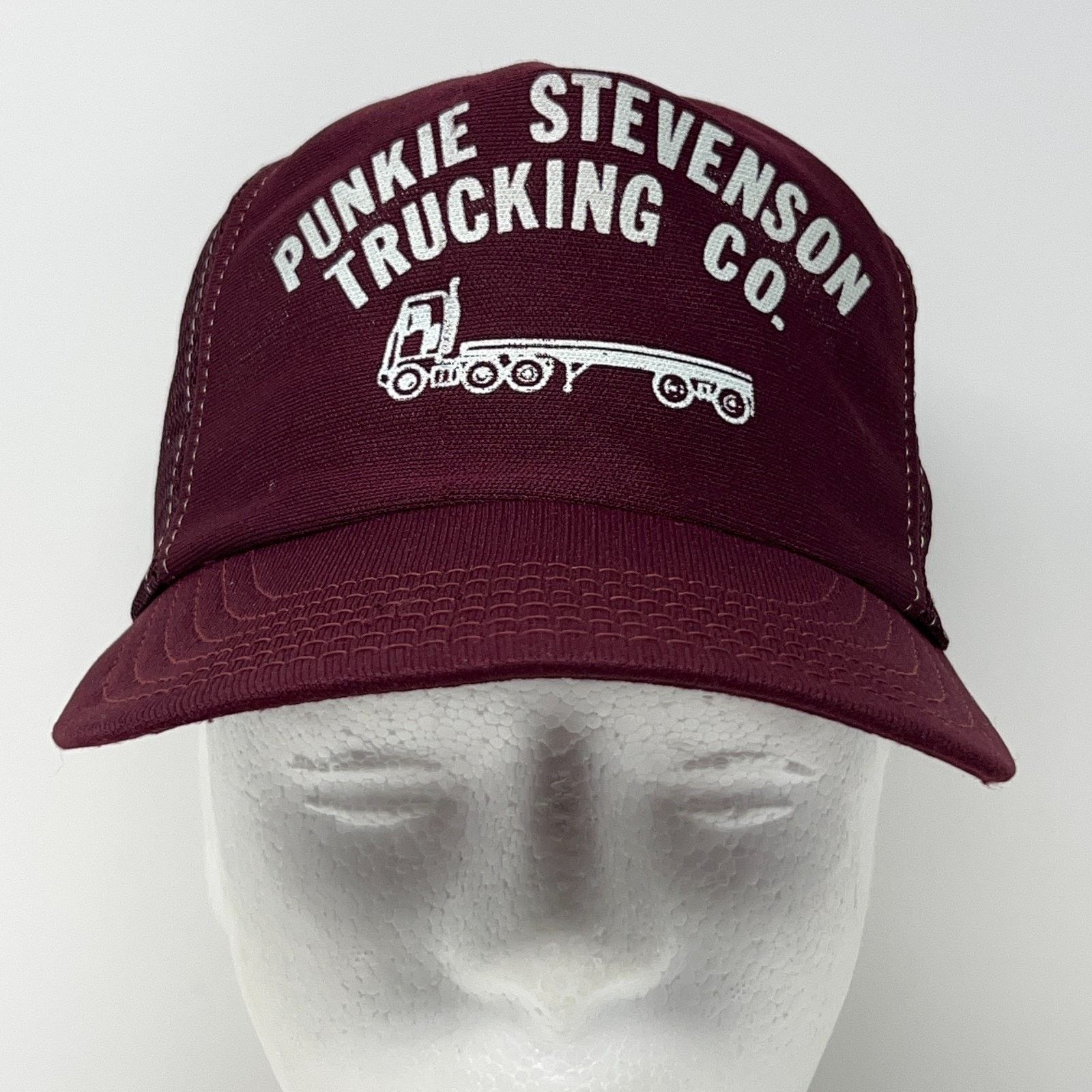 Vintage Vintage 80s Punkie Stevenson Trucking Co Trucker Hat Cap Red Size ONE SIZE - 2 Thumbnail